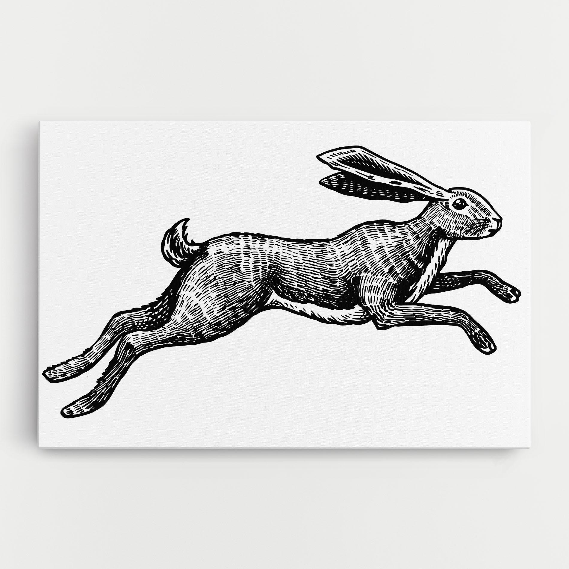 Leinwandbild Black Line Bunny mockup 0