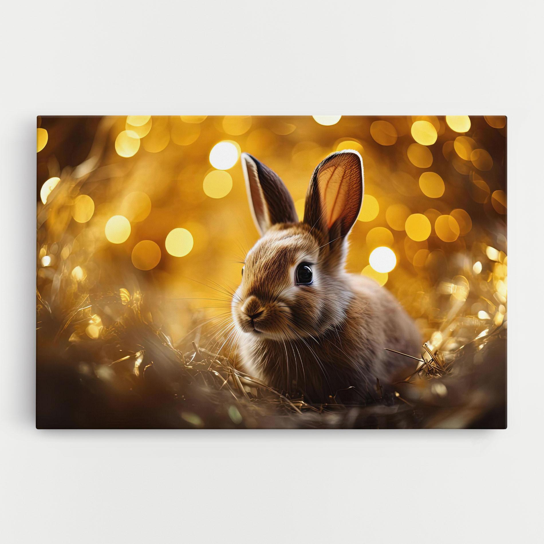 Leinwandbild Gold Lights Bunny mockup 0