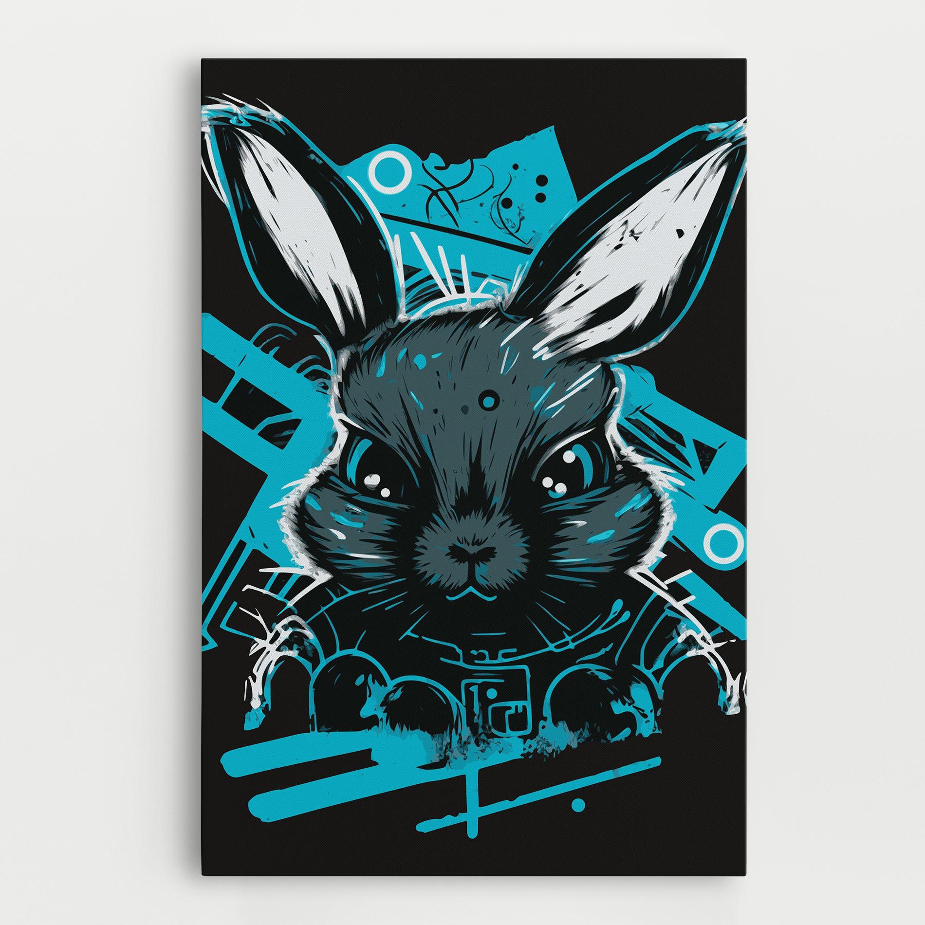 Leinwandbild Grey Blue Bunny mockup 0