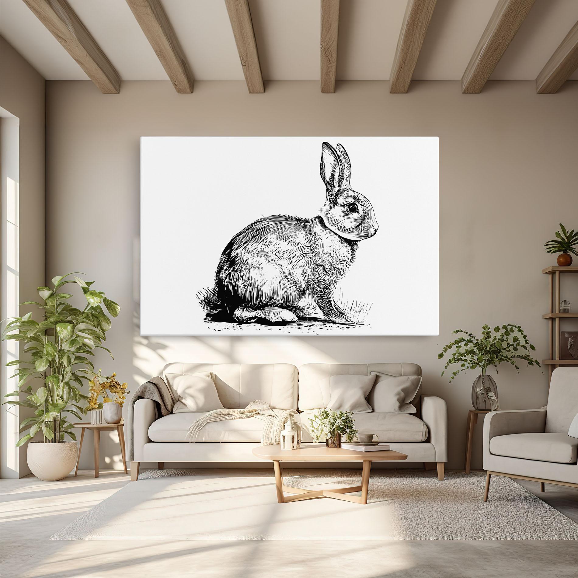 Leinwandbild Bunny Black Lines mockup 6