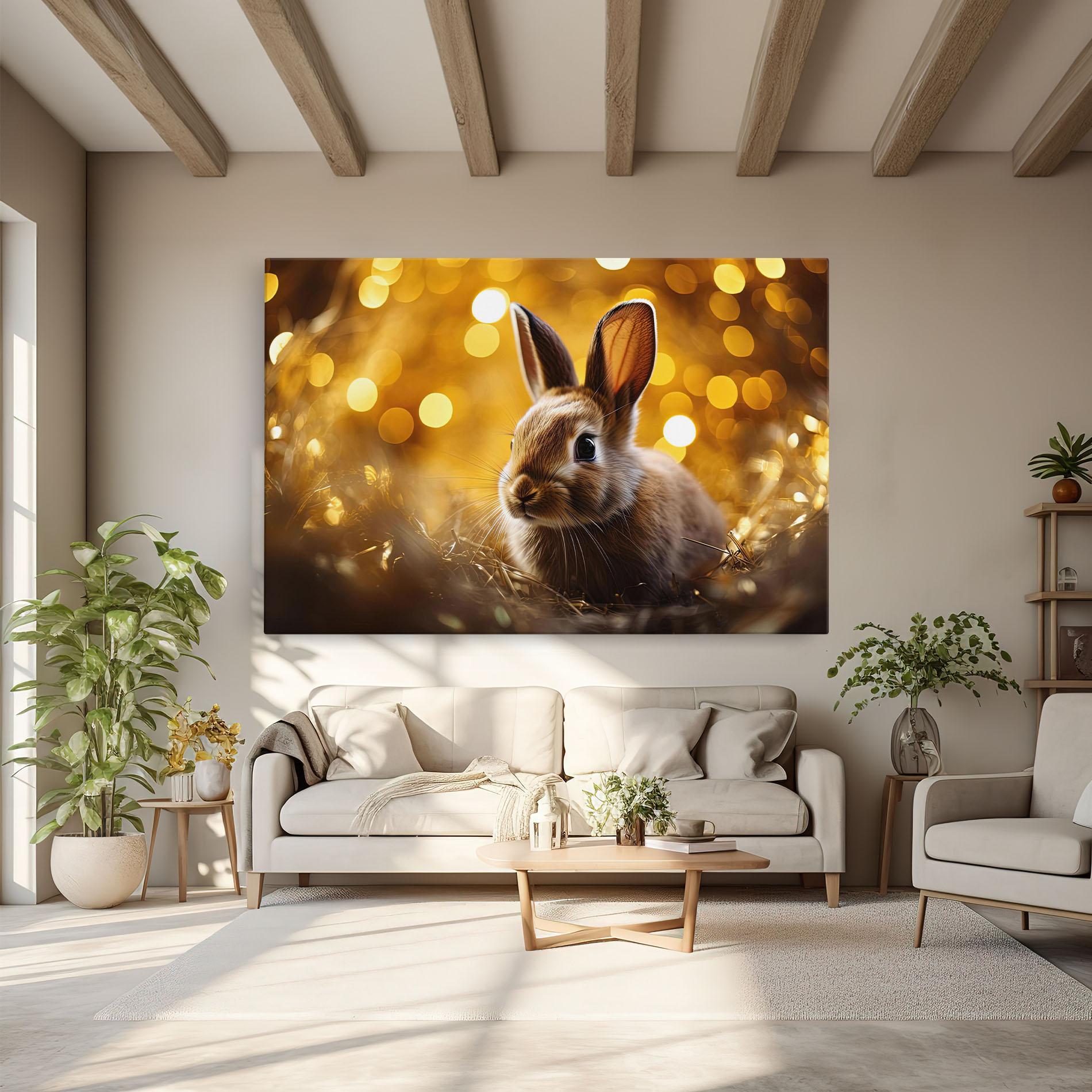 Leinwandbild Gold Lights Bunny mockup 6