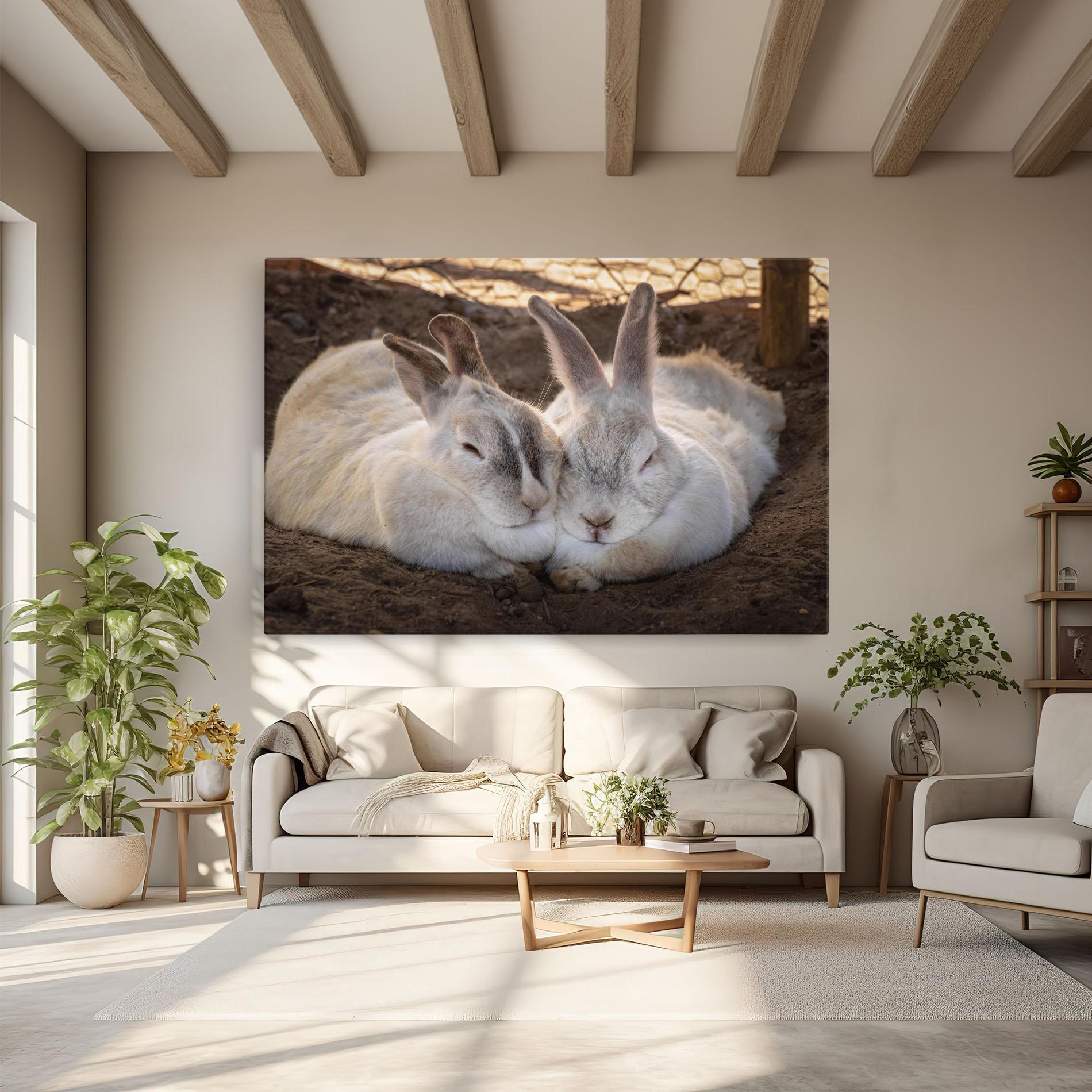 Leinwandbild Light Grey Bunny Sleeping mockup 6