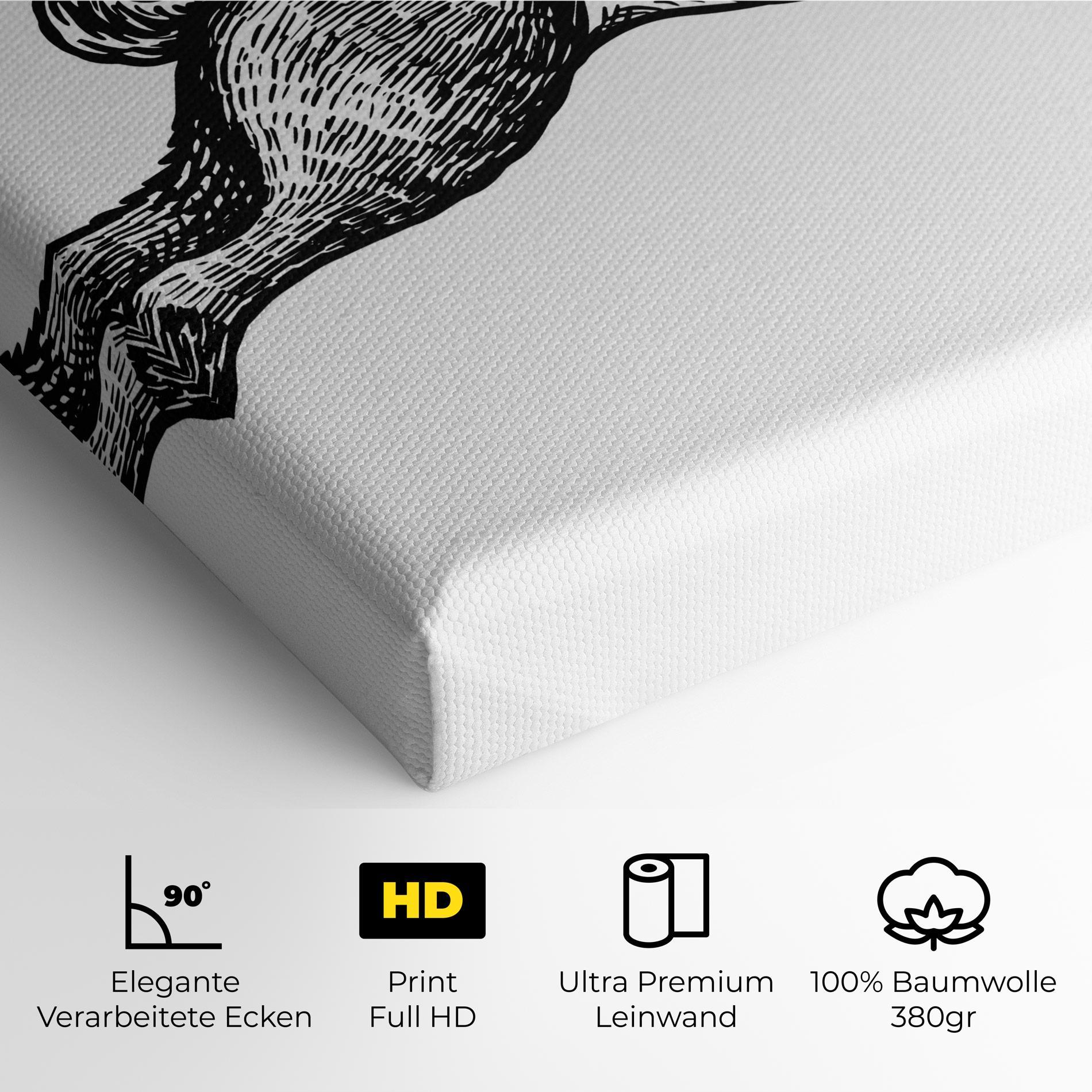 Leinwandbild Black Line Bunny mockup 4