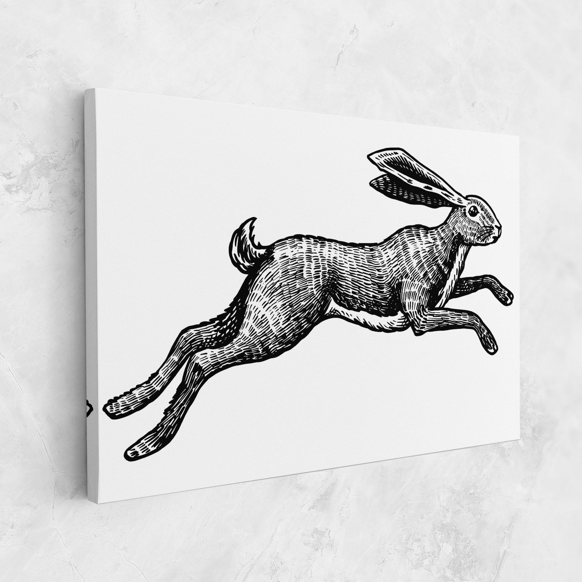 Leinwandbild Black Line Bunny mockup 1
