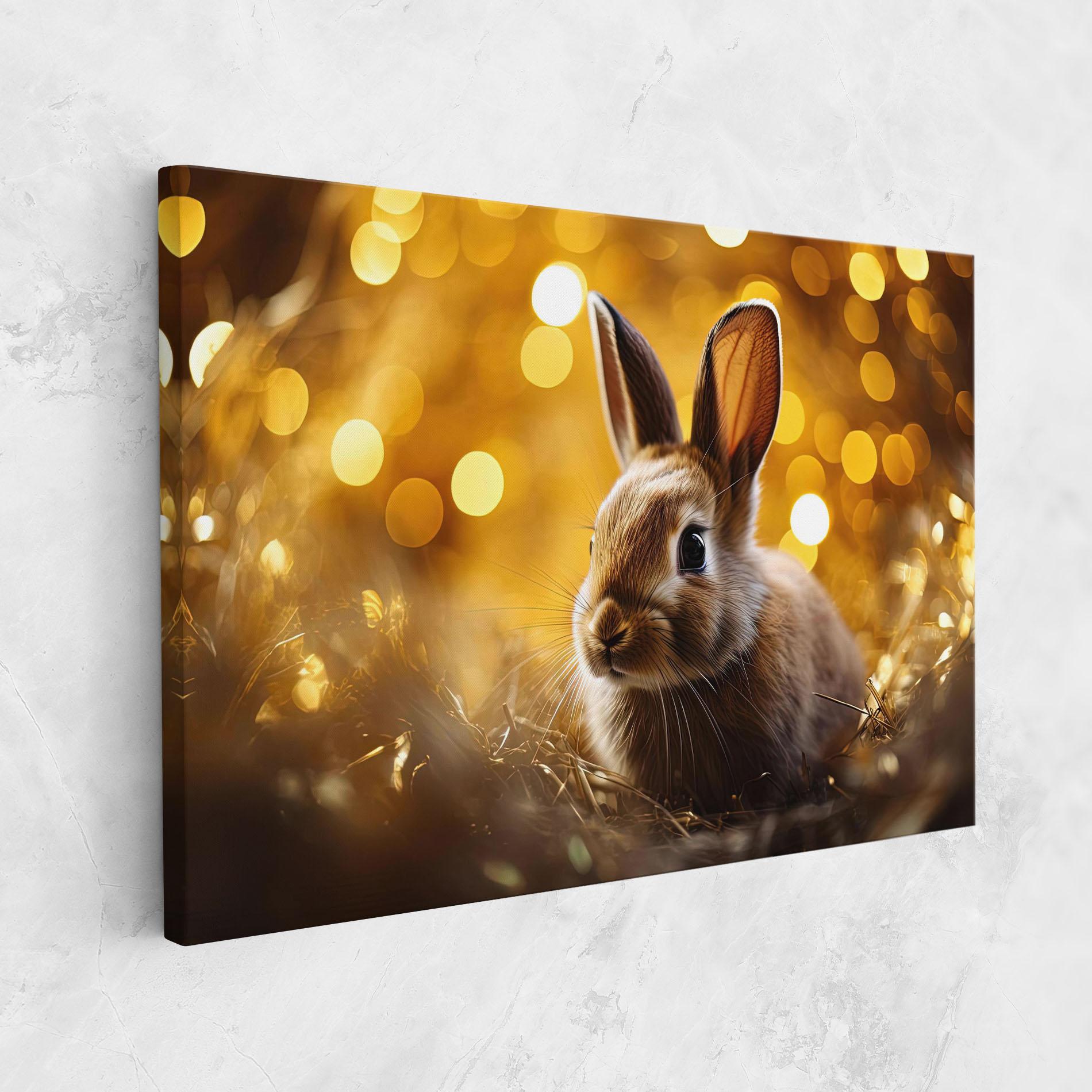 Leinwandbild Gold Lights Bunny mockup 1