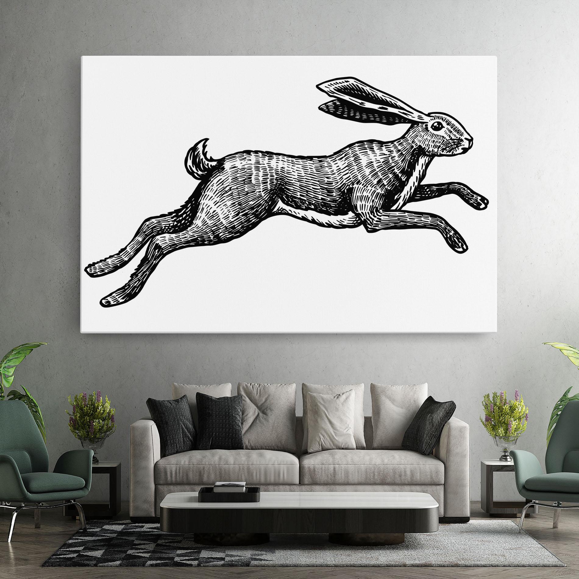 Leinwandbild Black Line Bunny mockup 7