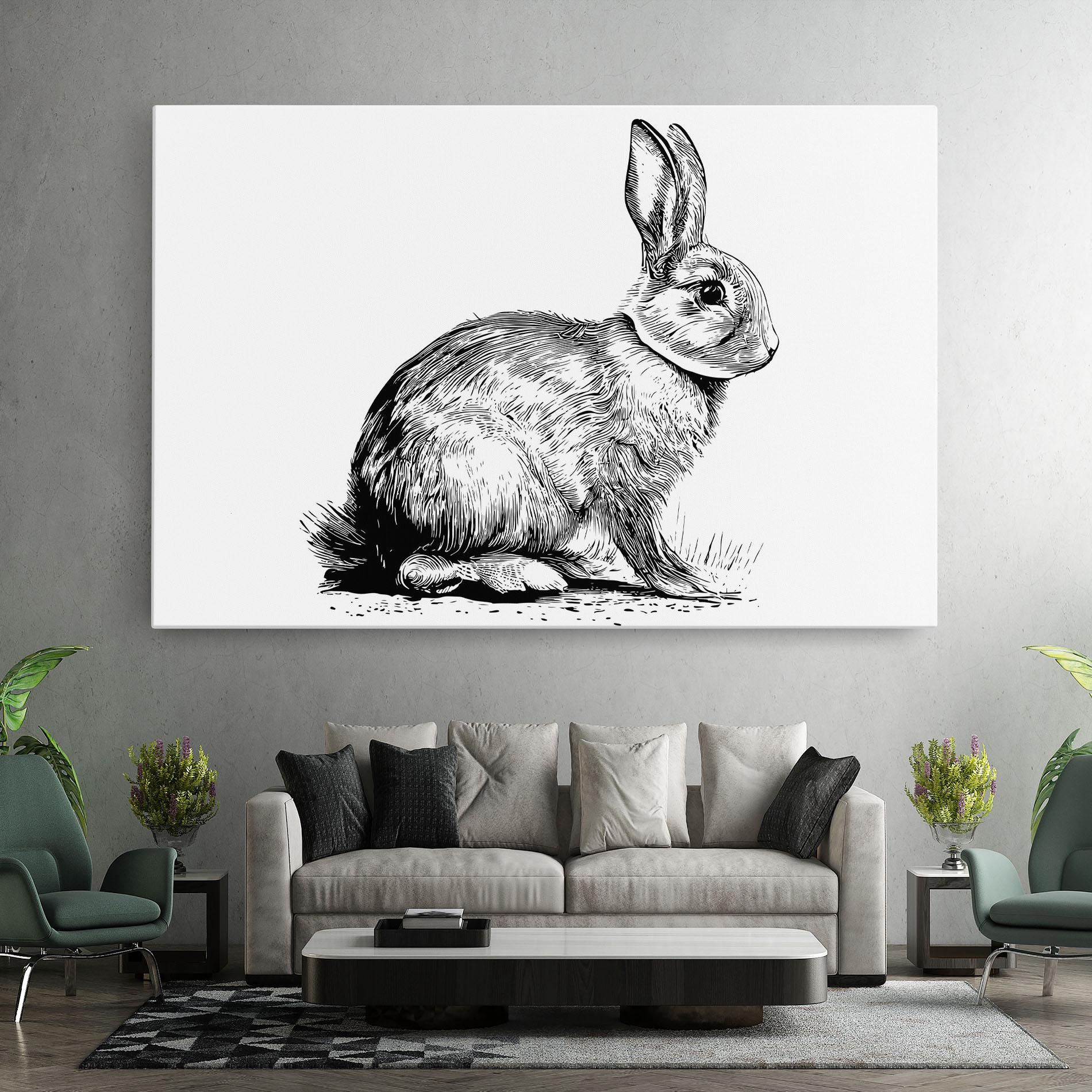 Leinwandbild Bunny Black Lines mockup 7