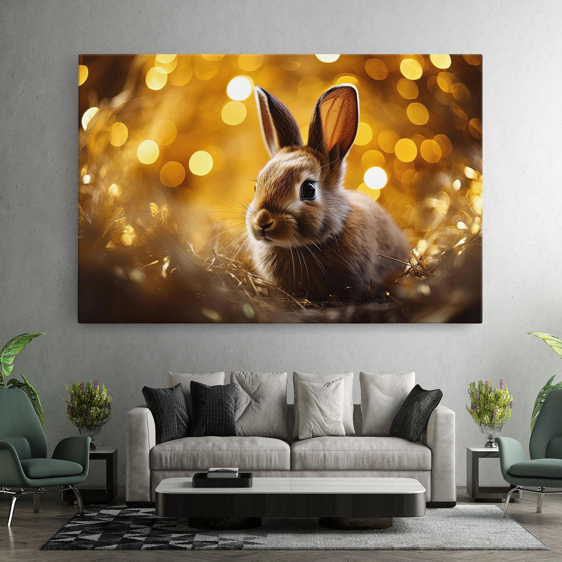 Leinwandbild Gold Lights Bunny mockup 7