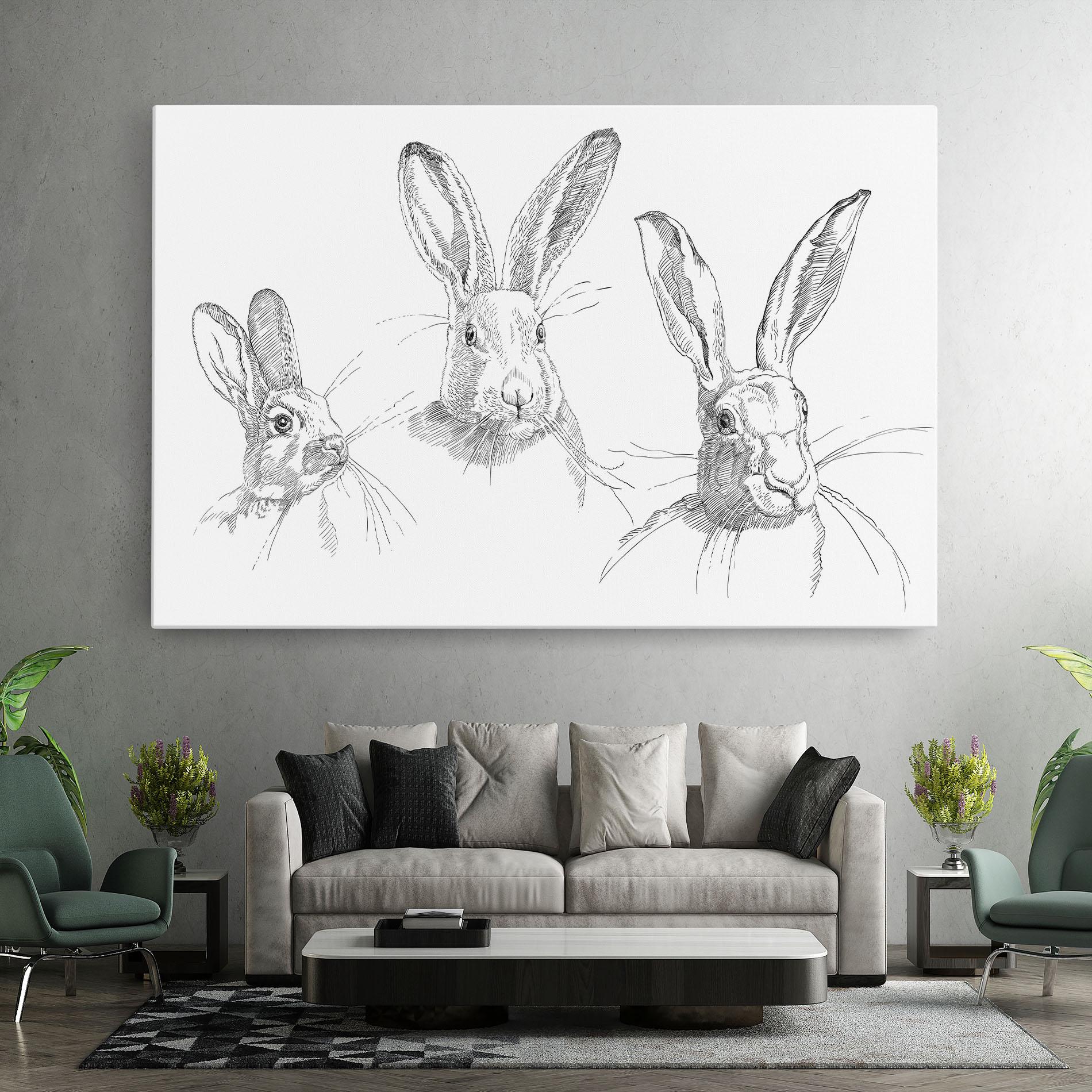 Leinwandbild Hand Drawn Bunny mockup 7