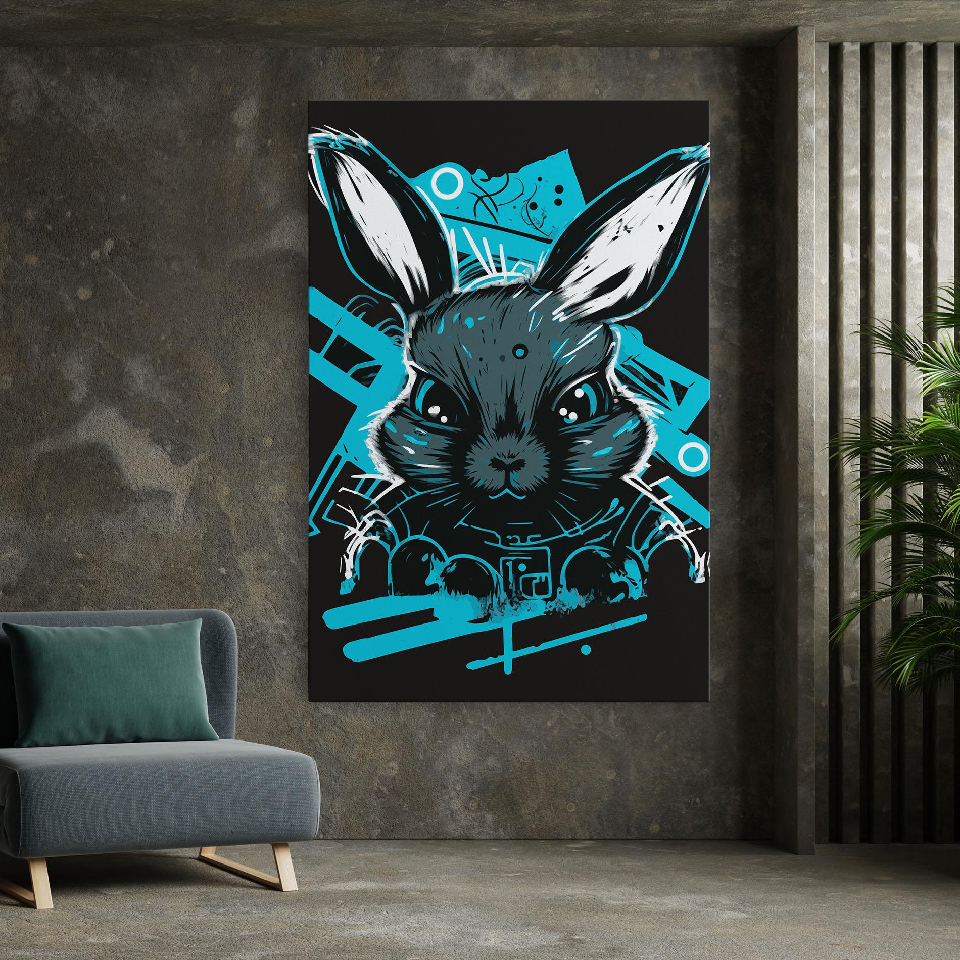 Leinwandbild Grey Blue Bunny mockup 7