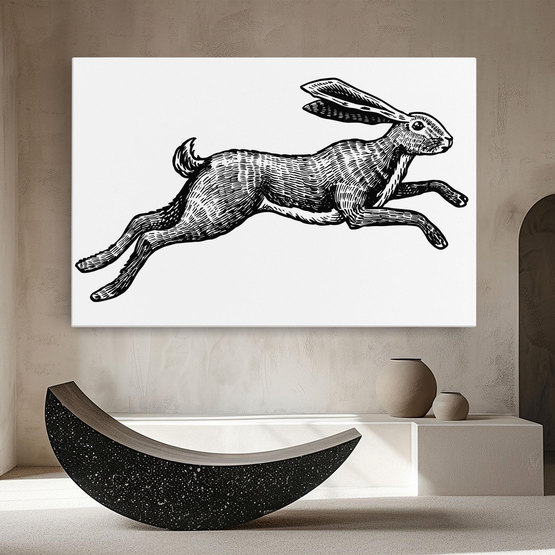 Leinwandbild Black Line Bunny mockup 8