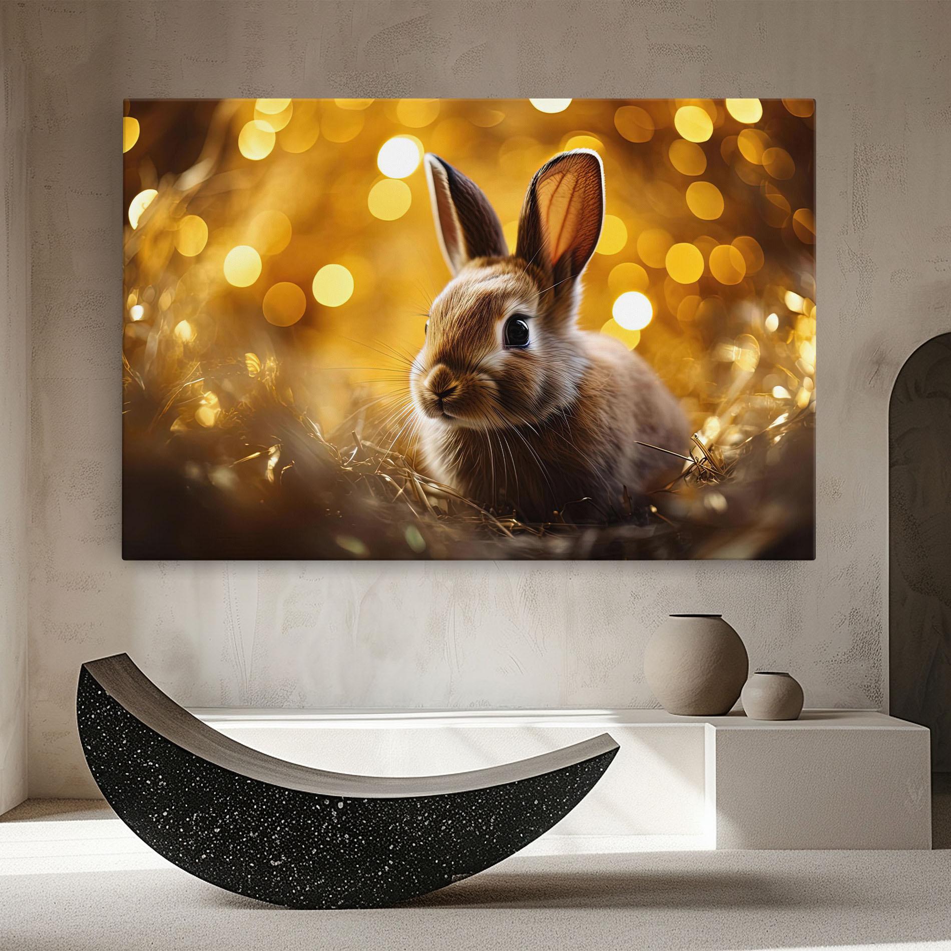 Leinwandbild Gold Lights Bunny mockup 8