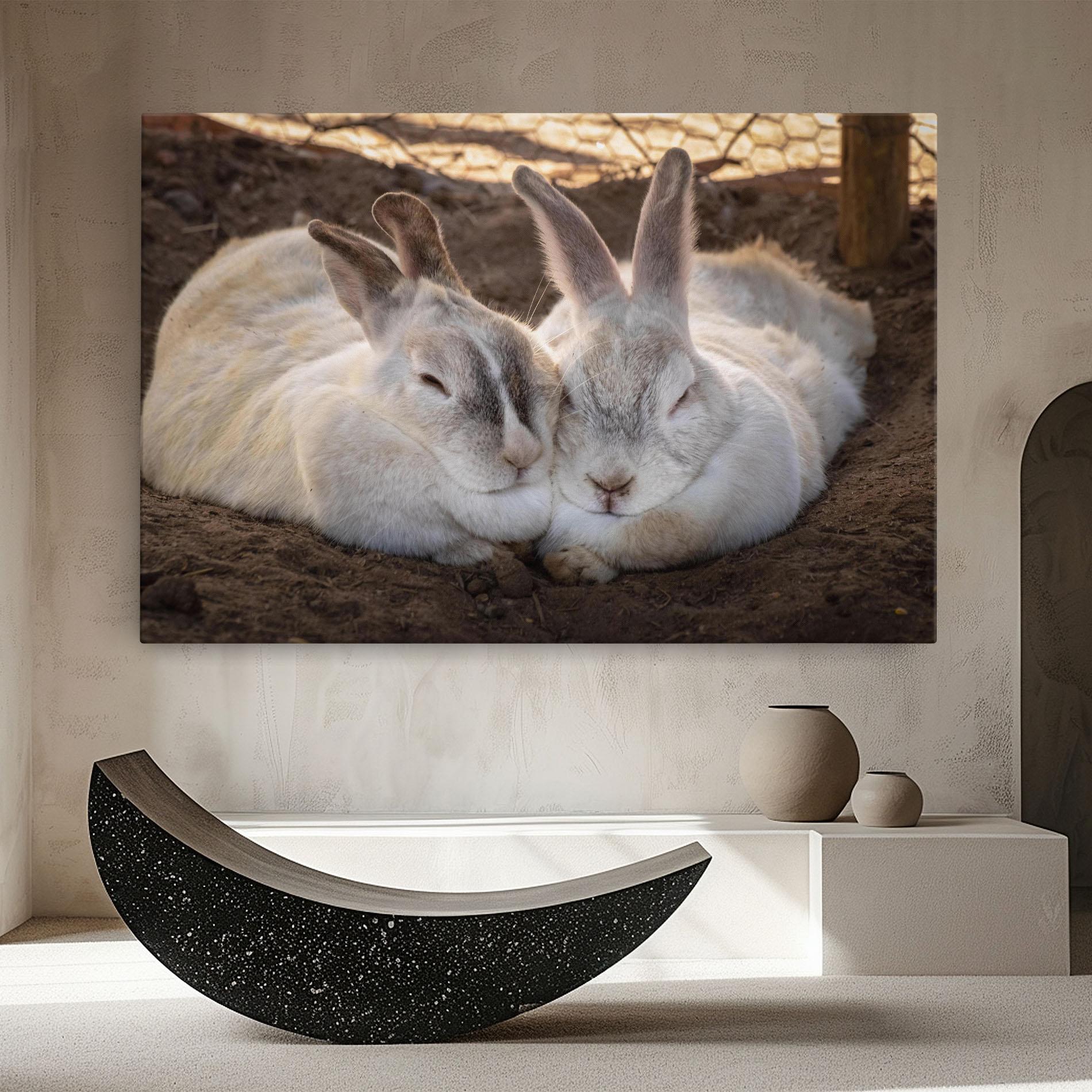 Leinwandbild Light Grey Bunny Sleeping mockup 8