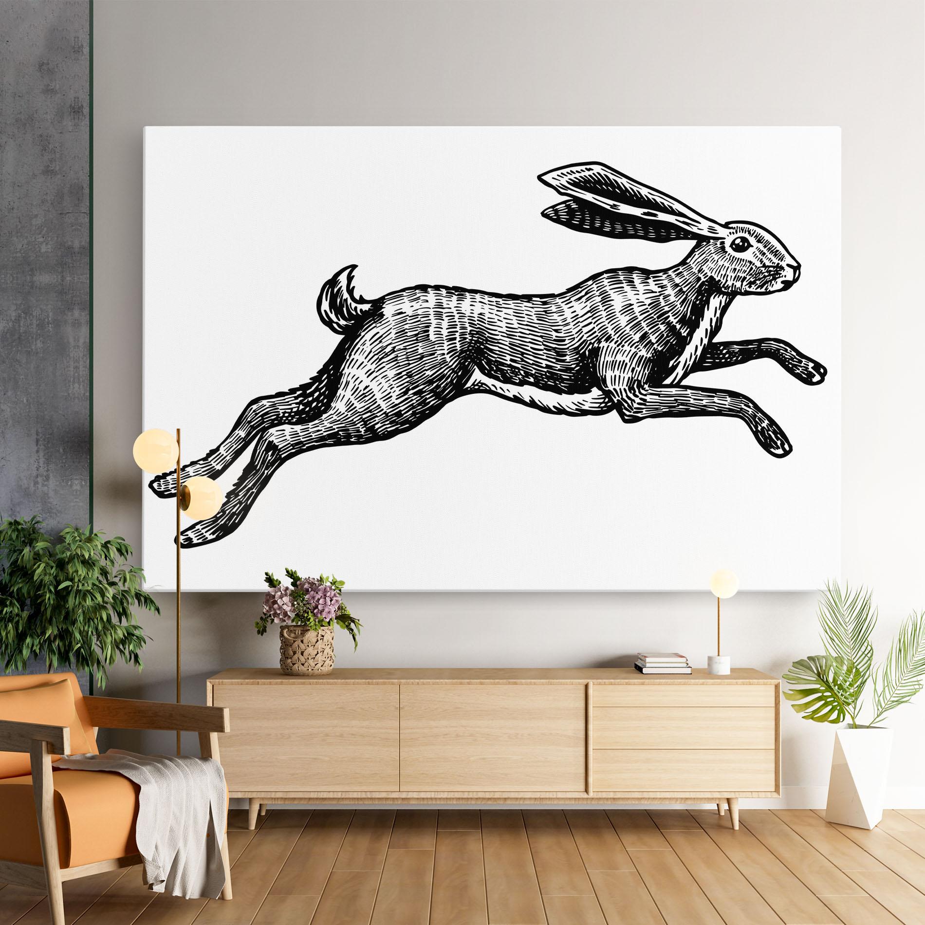 Leinwandbild Black Line Bunny mockup 9