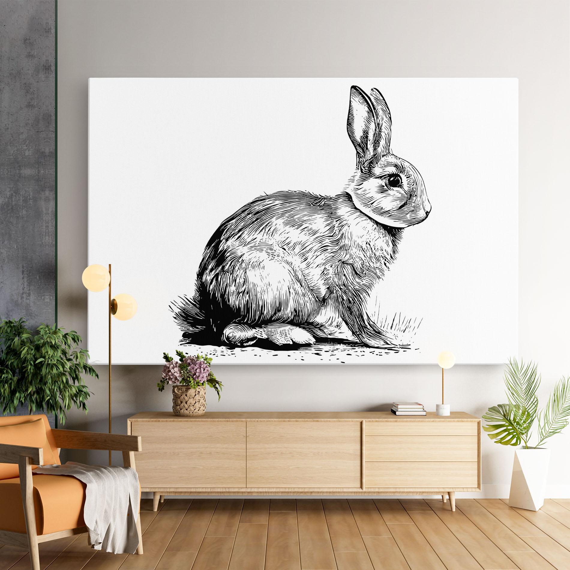 Leinwandbild Bunny Black Lines mockup 9