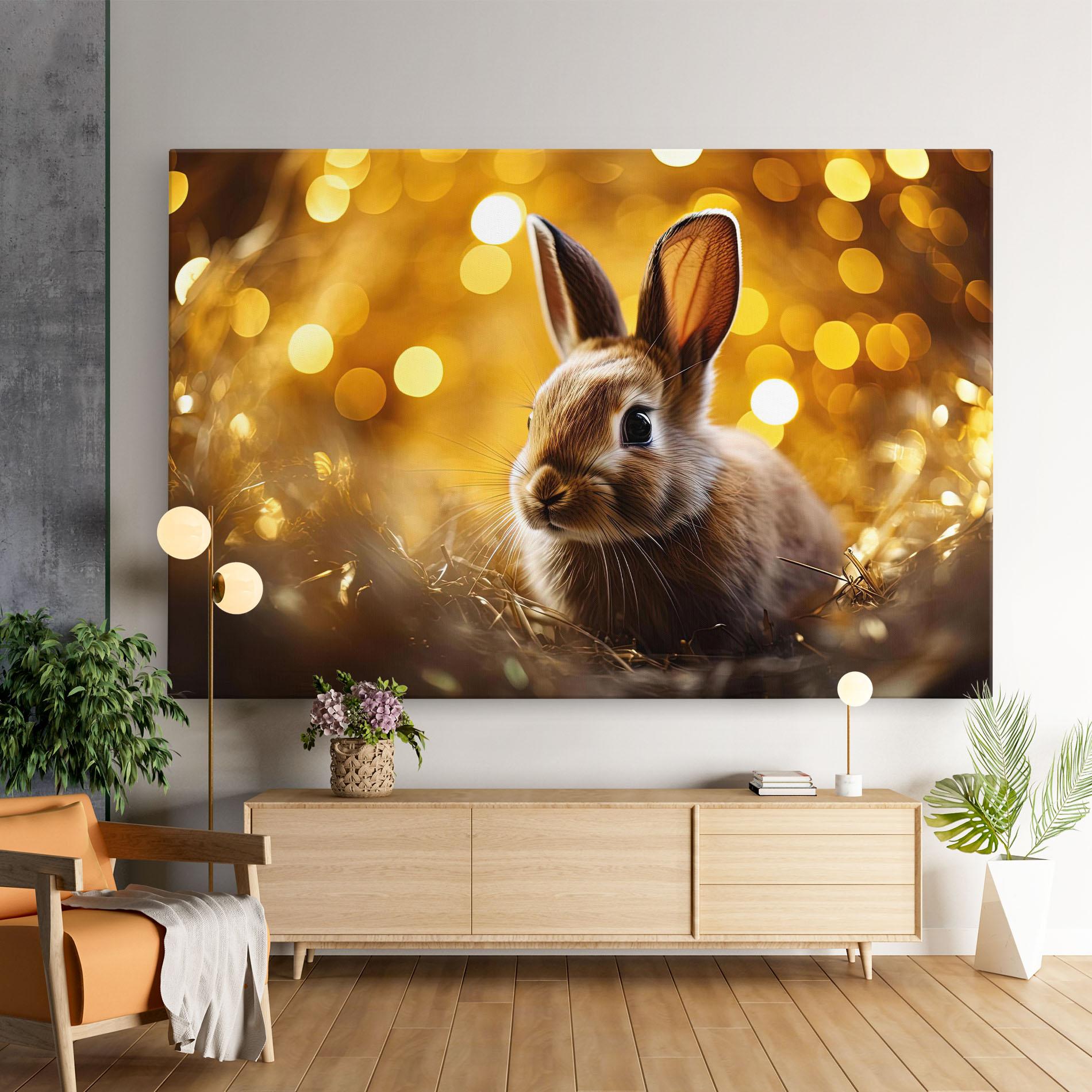 Leinwandbild Gold Lights Bunny mockup 9