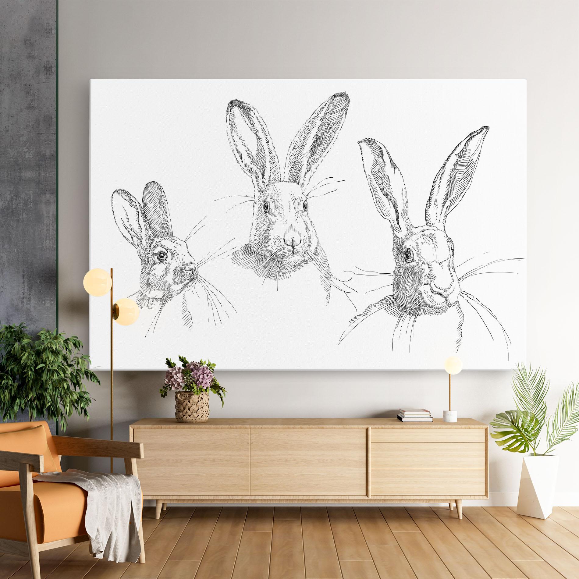 Leinwandbild Hand Drawn Bunny mockup 9