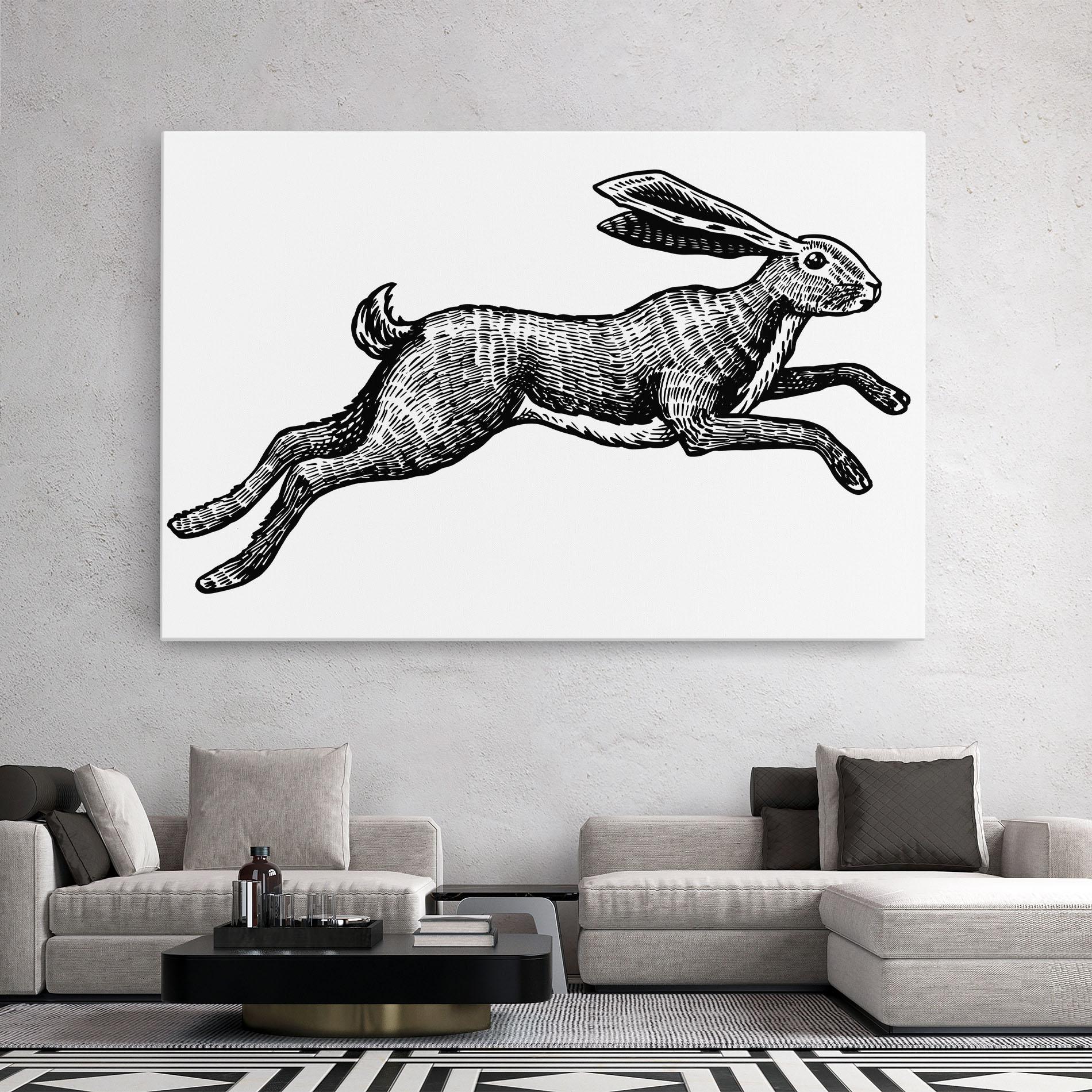 Leinwandbild Black Line Bunny mockup 2