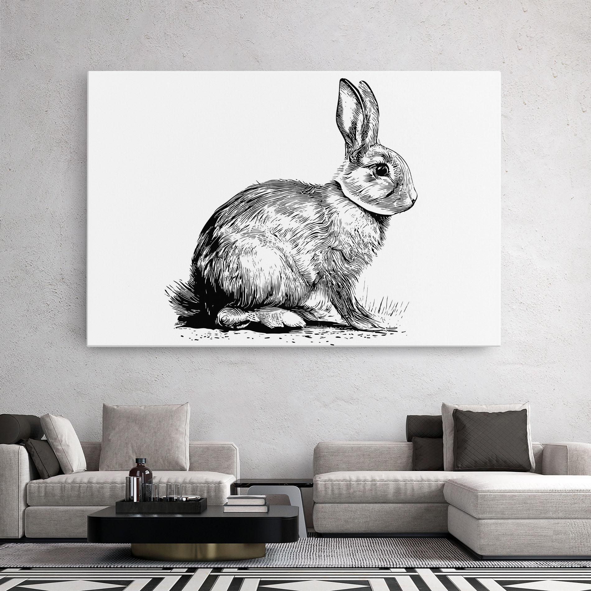 Leinwandbild Bunny Black Lines mockup 2