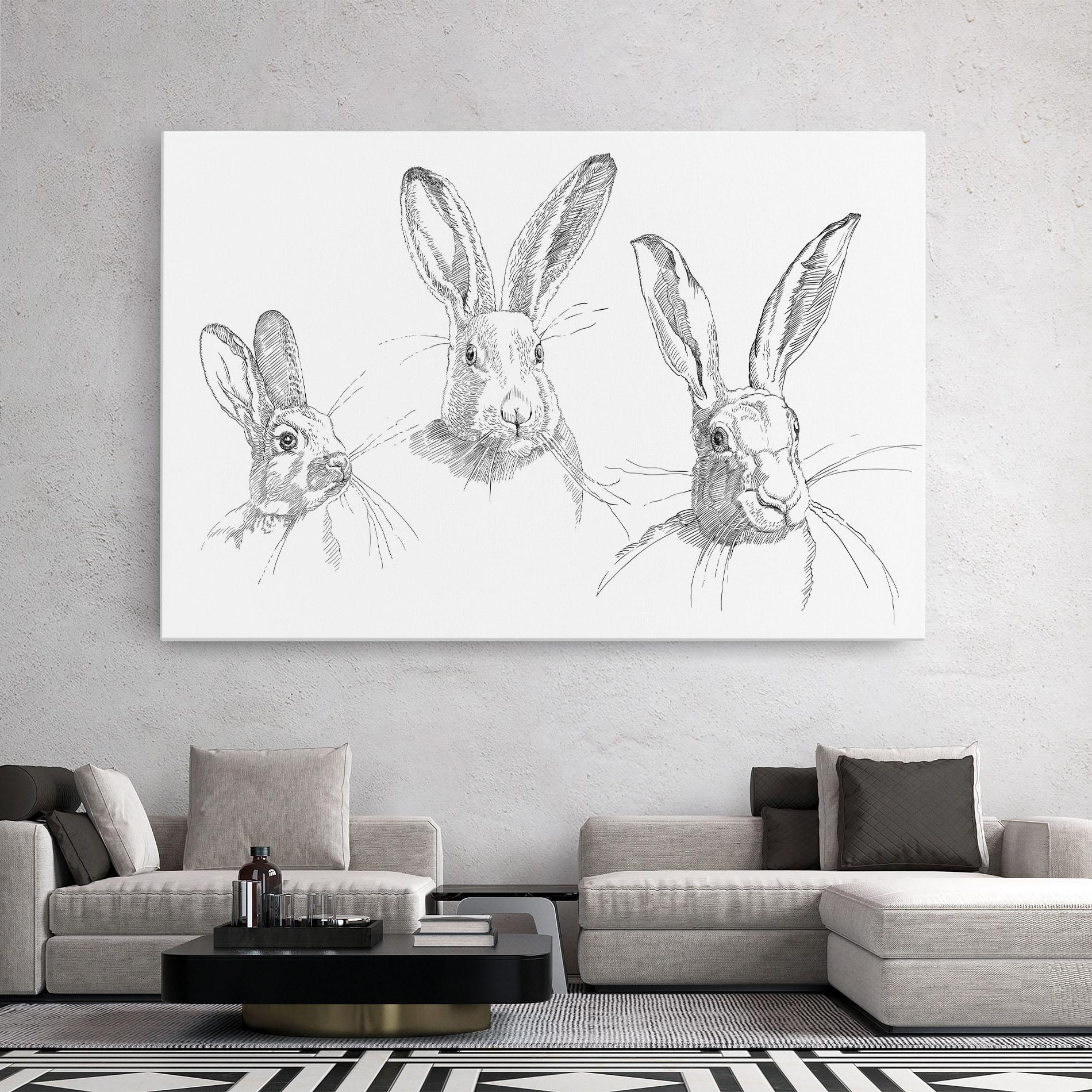 Leinwandbild Hand Drawn Bunny mockup 2