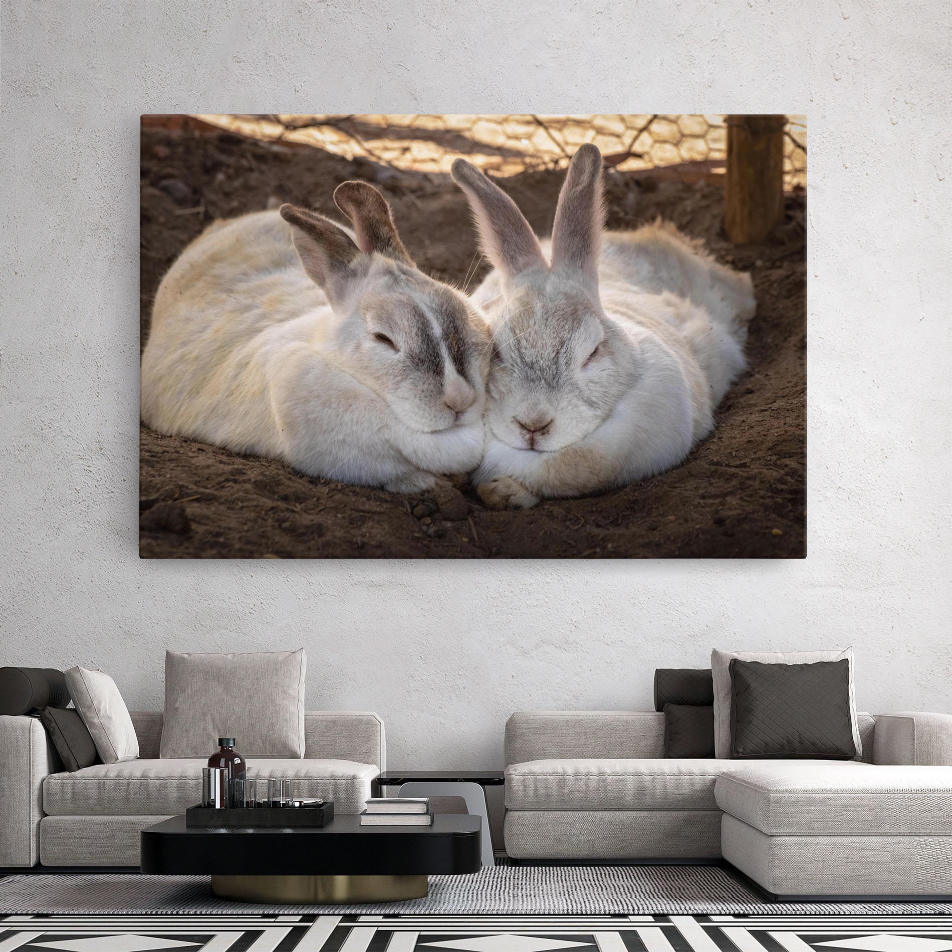 Leinwandbild Light Grey Bunny Sleeping mockup 2