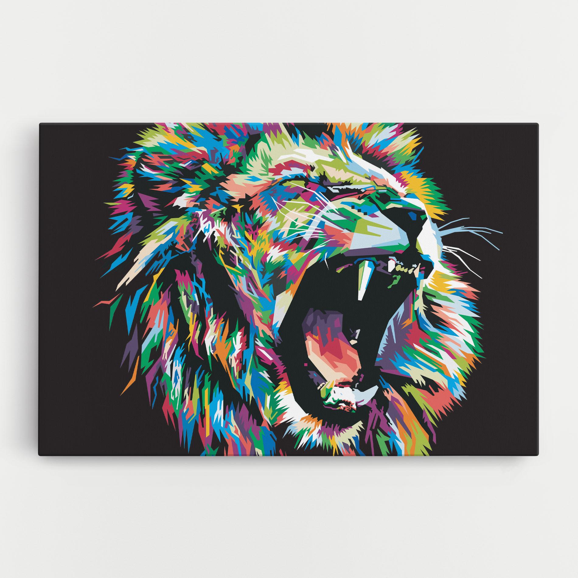 Leinwandbild Green Blue Lion mockup 0