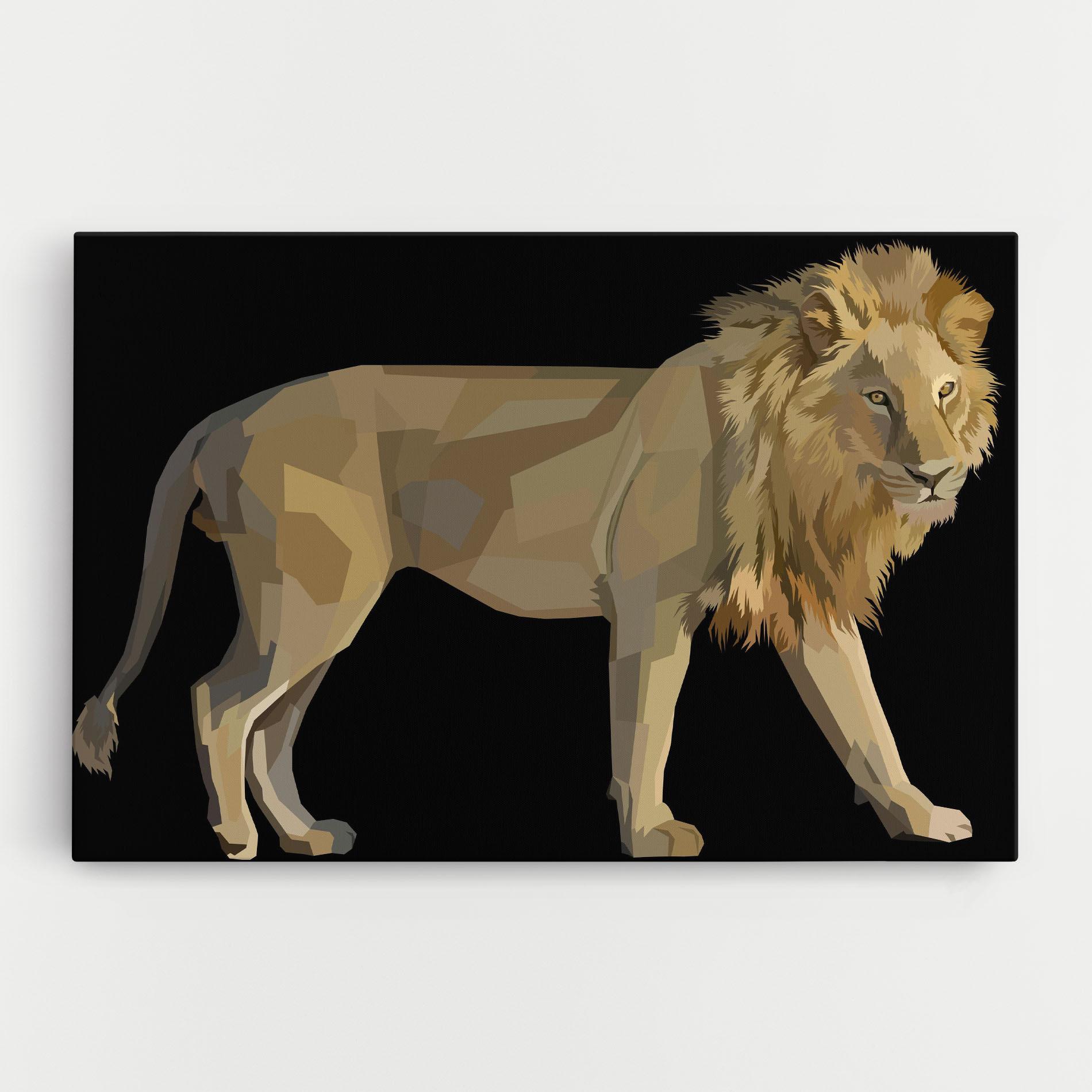 Leinwandbild Lion Art On Black mockup 0