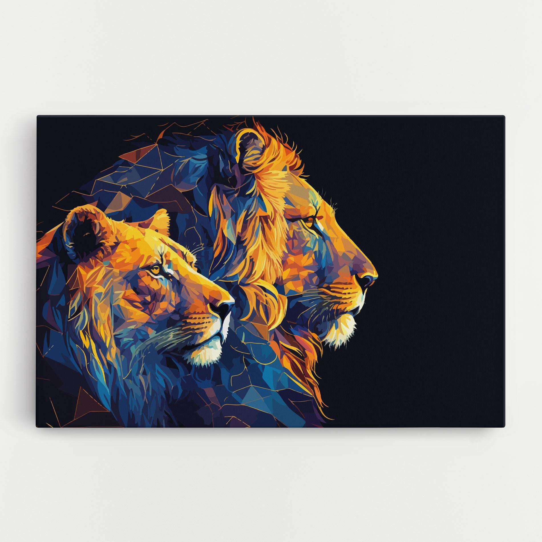 Leinwandbild Orange Blue Lion mockup 0
