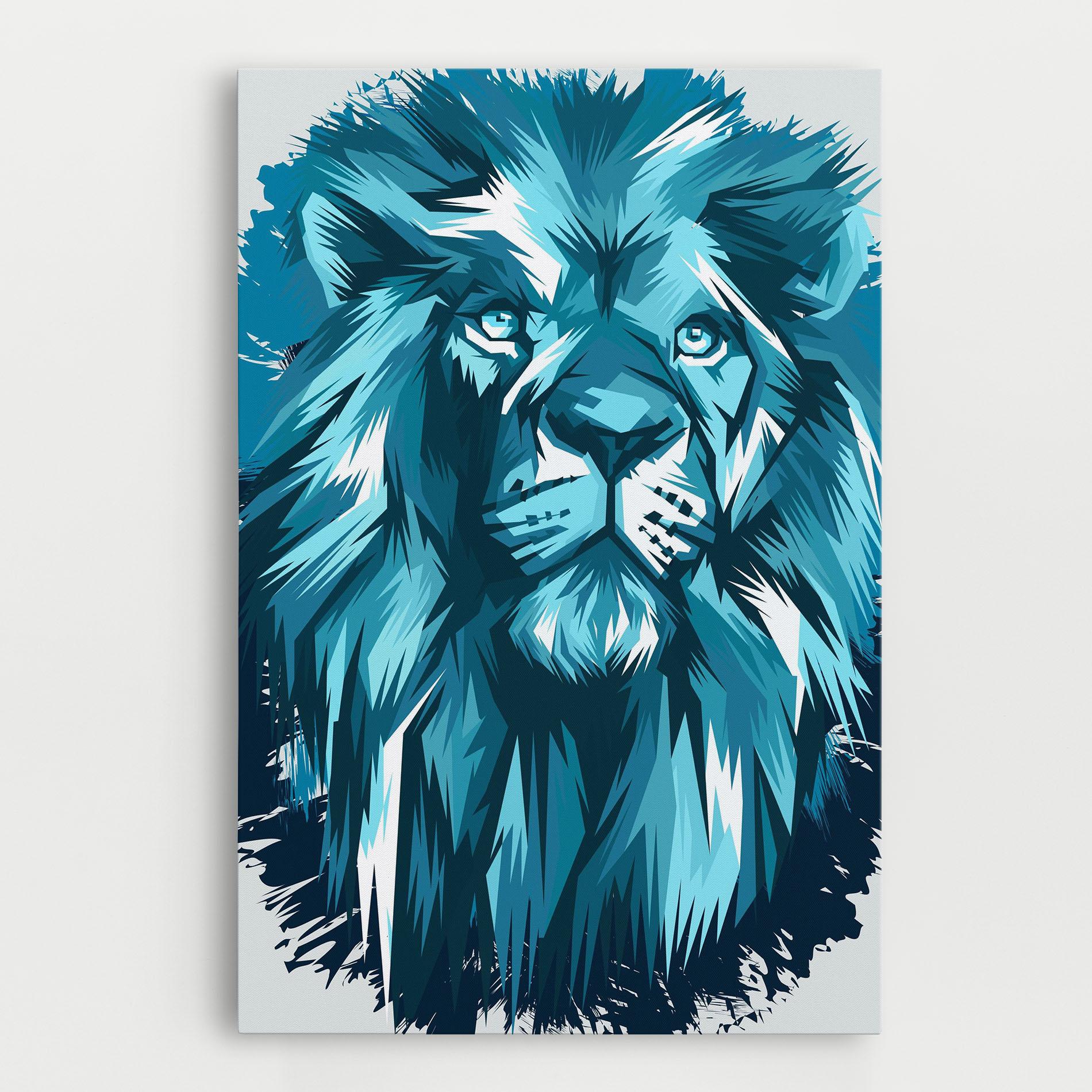 Leinwandbild Blue Lion Head mockup 0