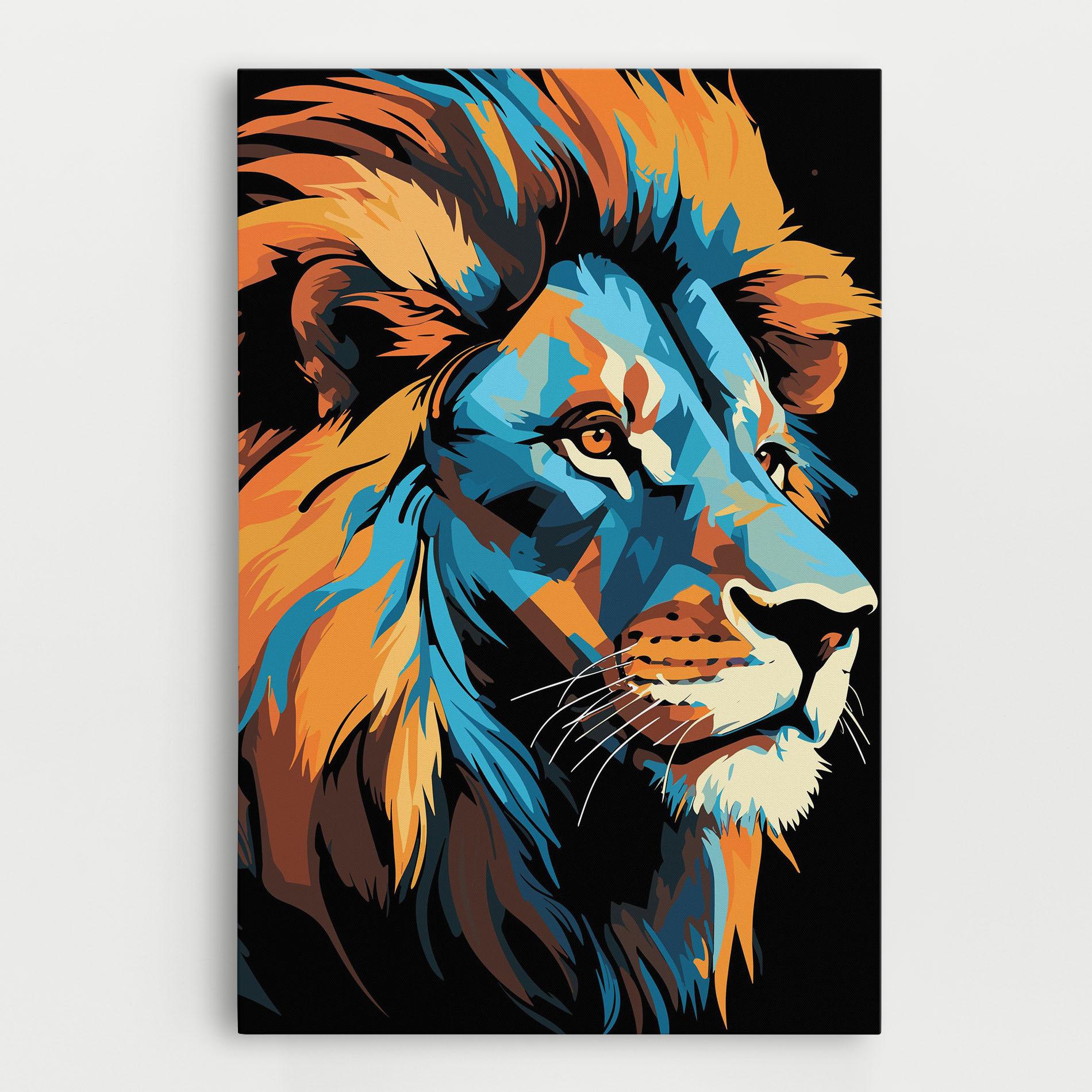 Leinwandbild Blue Yellow Lion mockup 0
