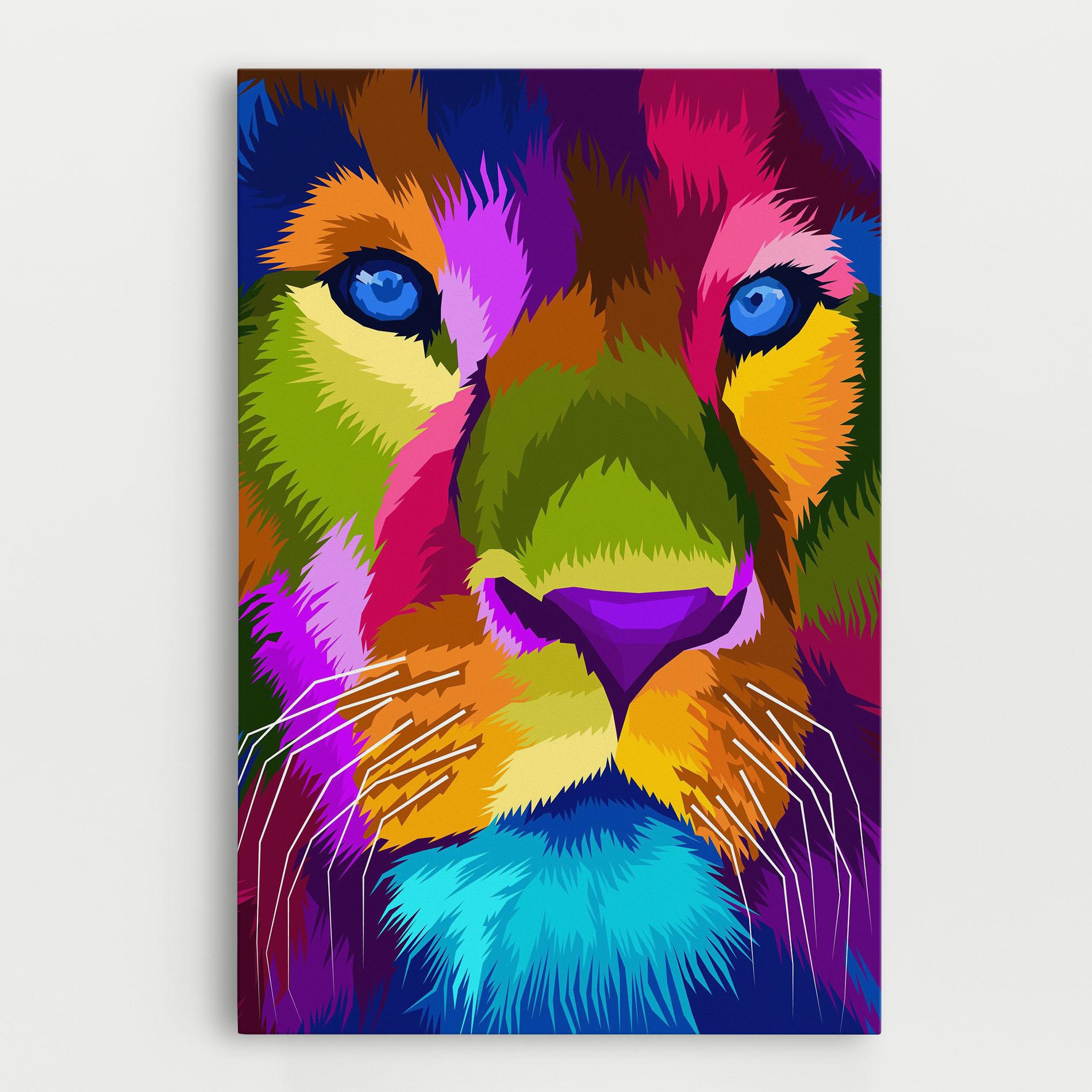 Leinwandbild Color Lion Close Up mockup 0
