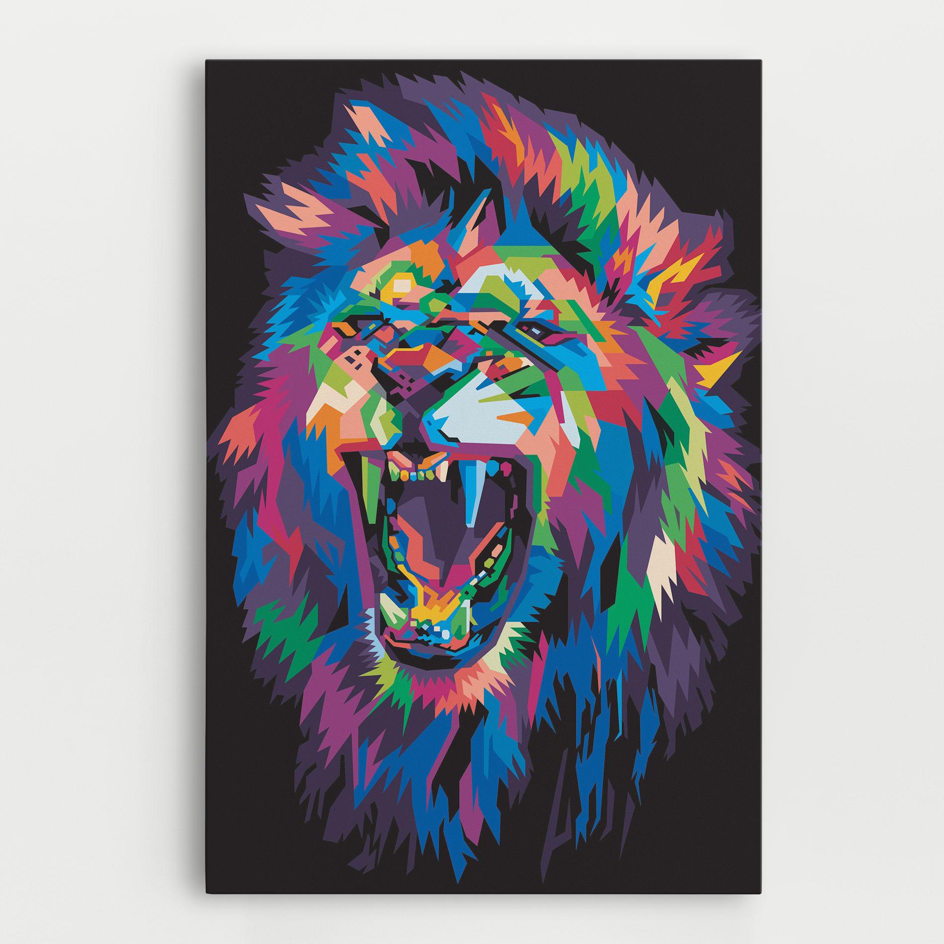 Leinwandbild Colorful Lion Head mockup 0