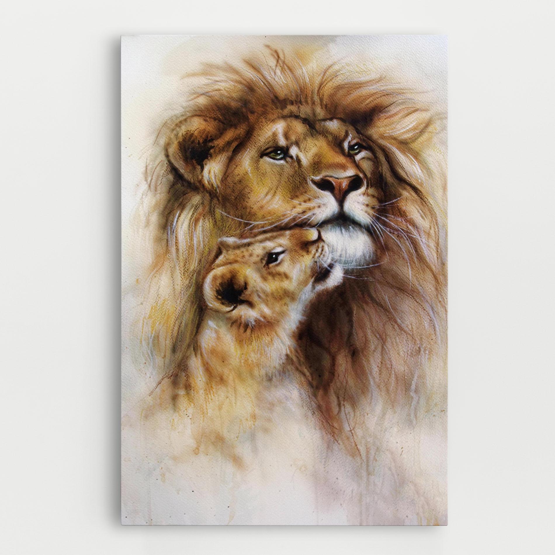 Leinwandbild Lion Love mockup 0