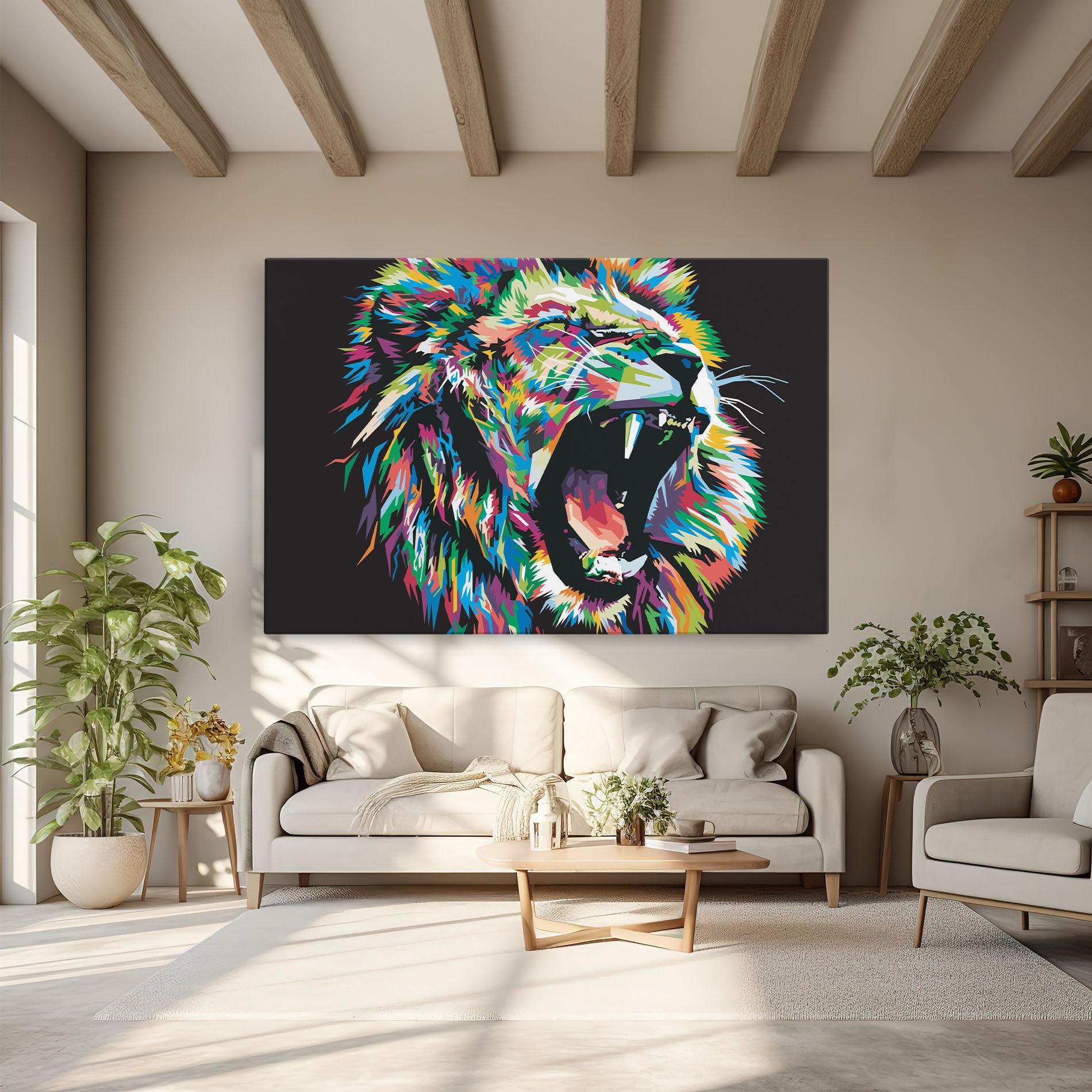 Leinwandbild Green Blue Lion mockup 6