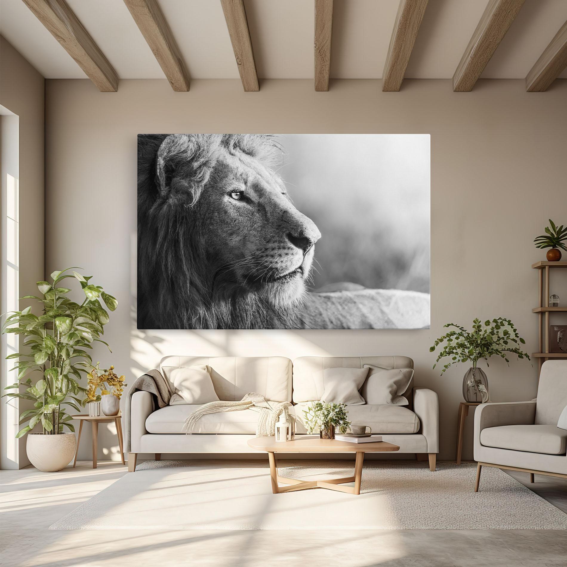 Leinwandbild Grey Lion Head mockup 6