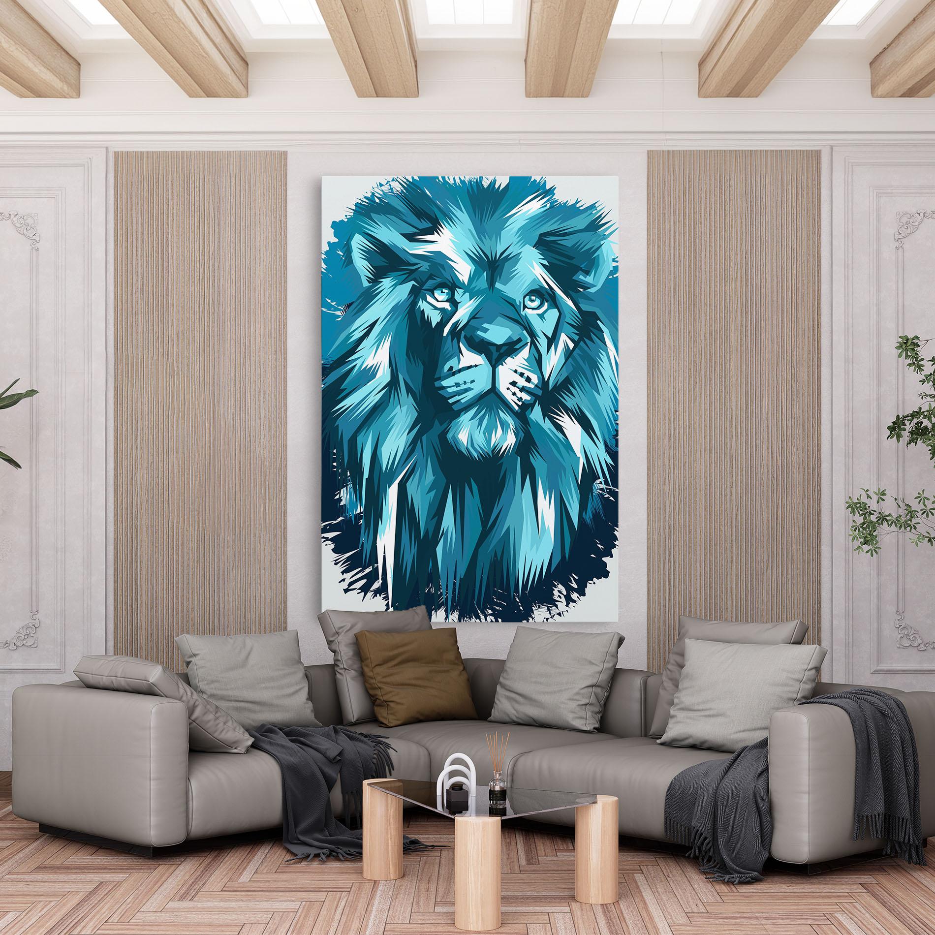 Leinwandbild Blue Lion Head mockup 6