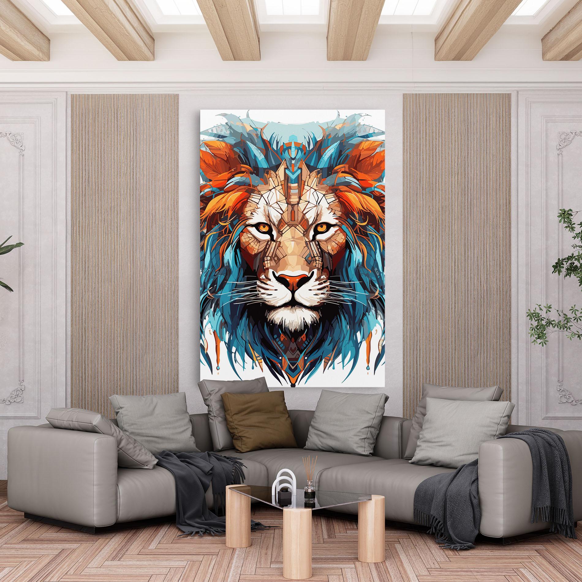 Leinwandbild Blue Orange Lion mockup 6
