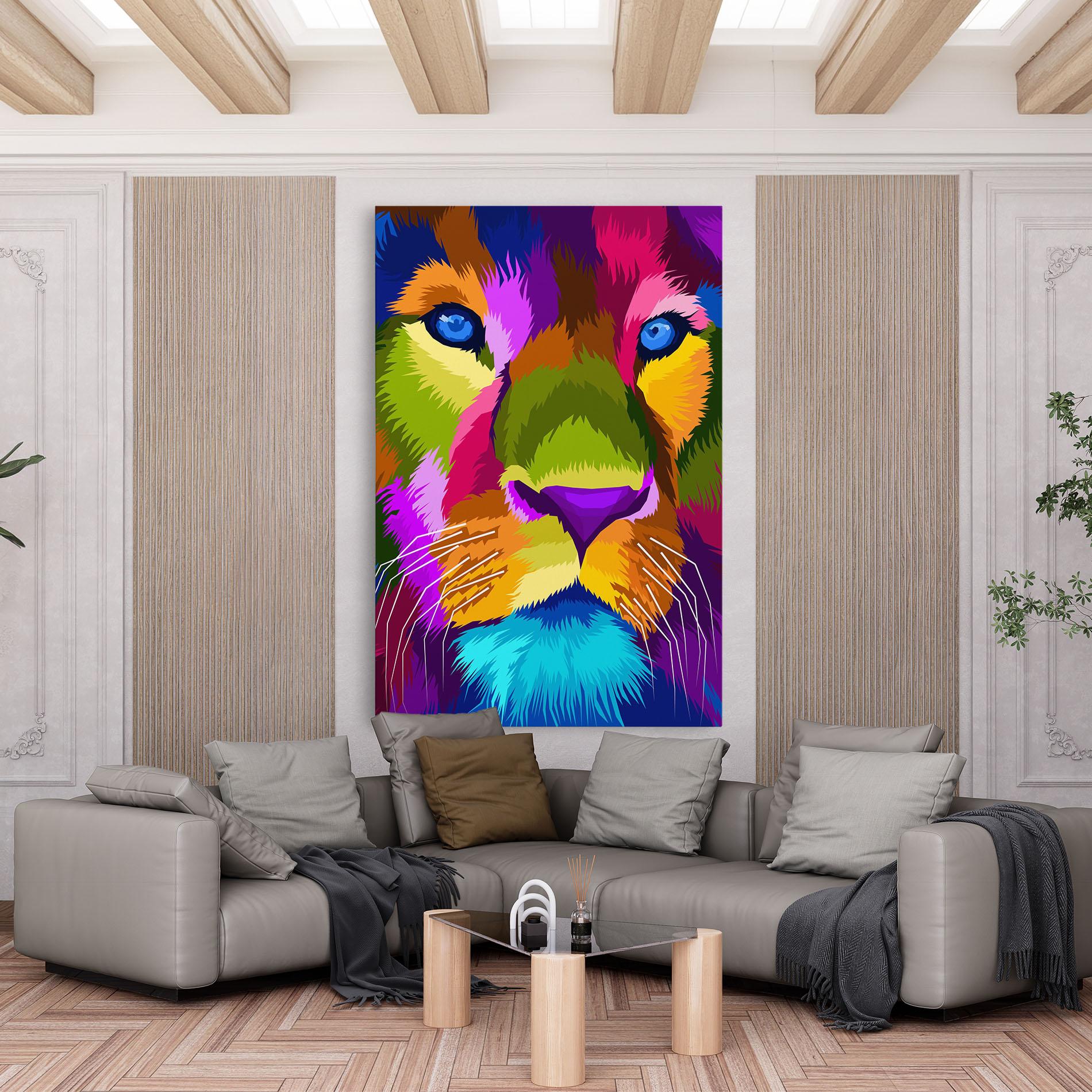 Leinwandbild Color Lion Close Up mockup 6