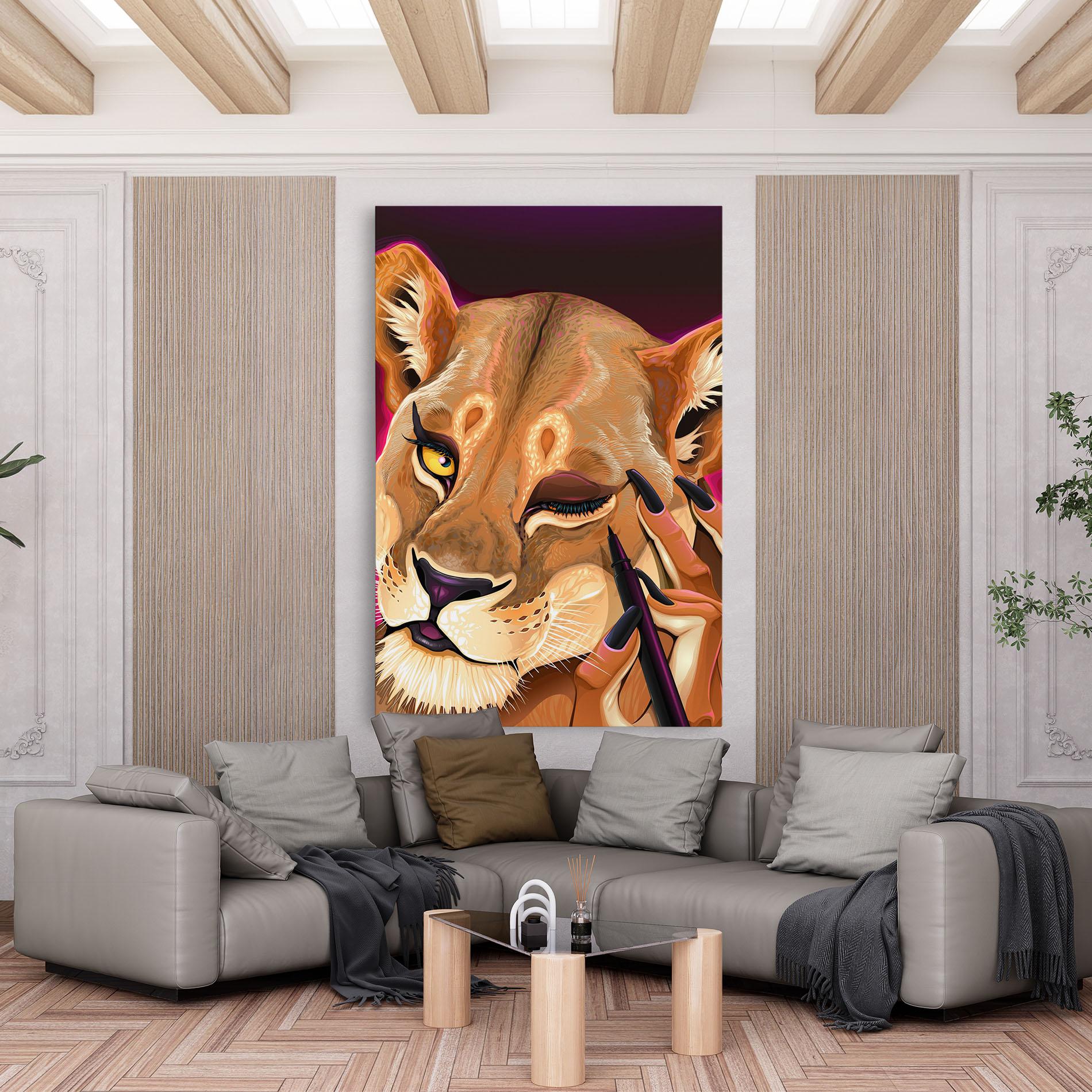Leinwandbild Female Lion Makeup mockup 6