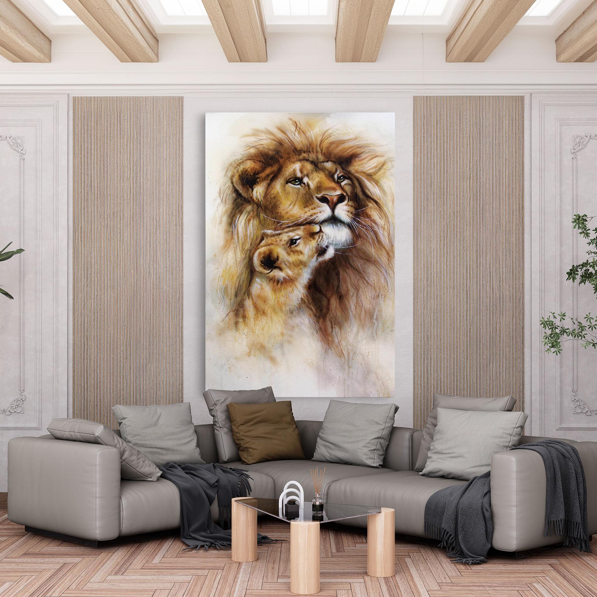 Leinwandbild Lion Love mockup 6