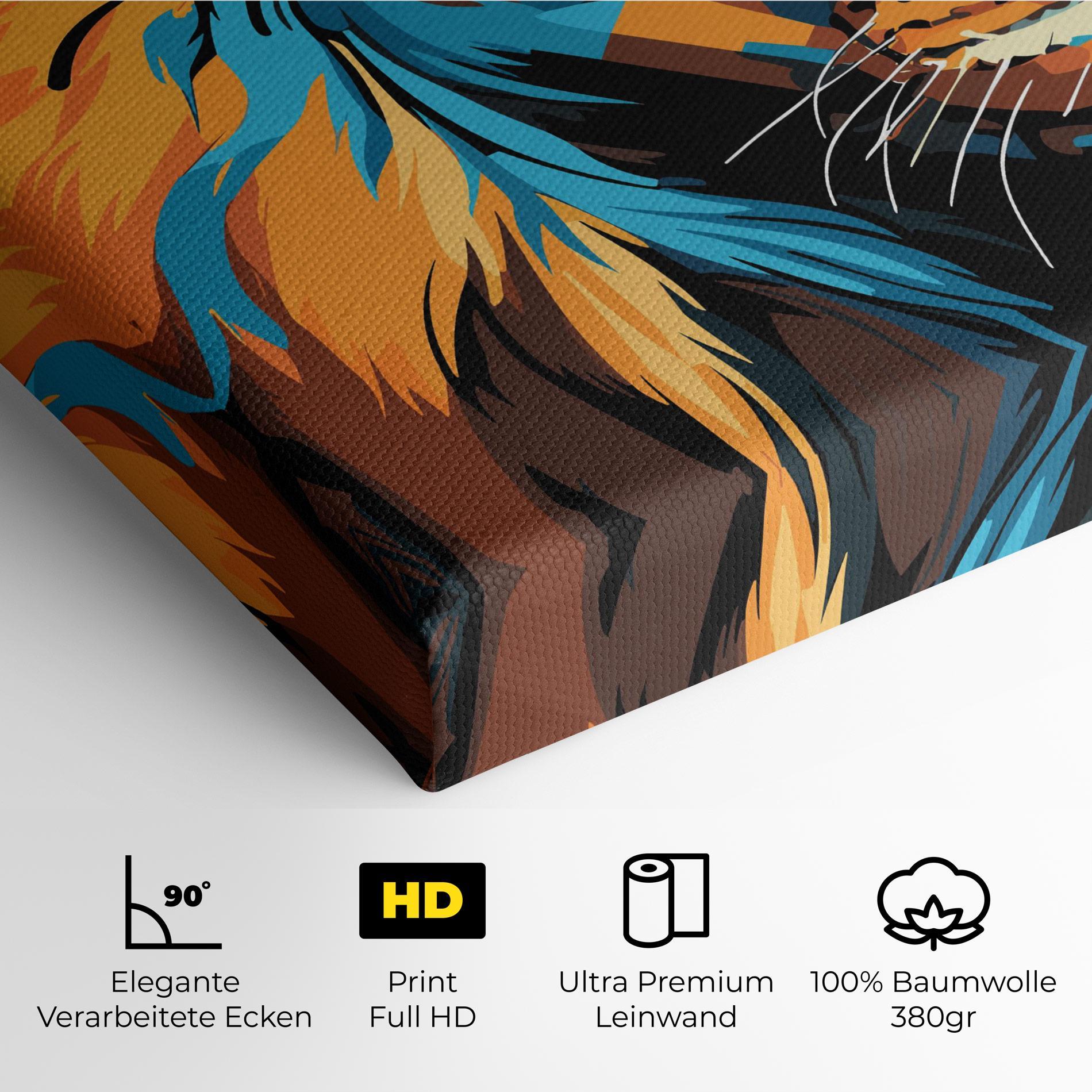 Leinwandbild Blue Yellow Lion mockup 4