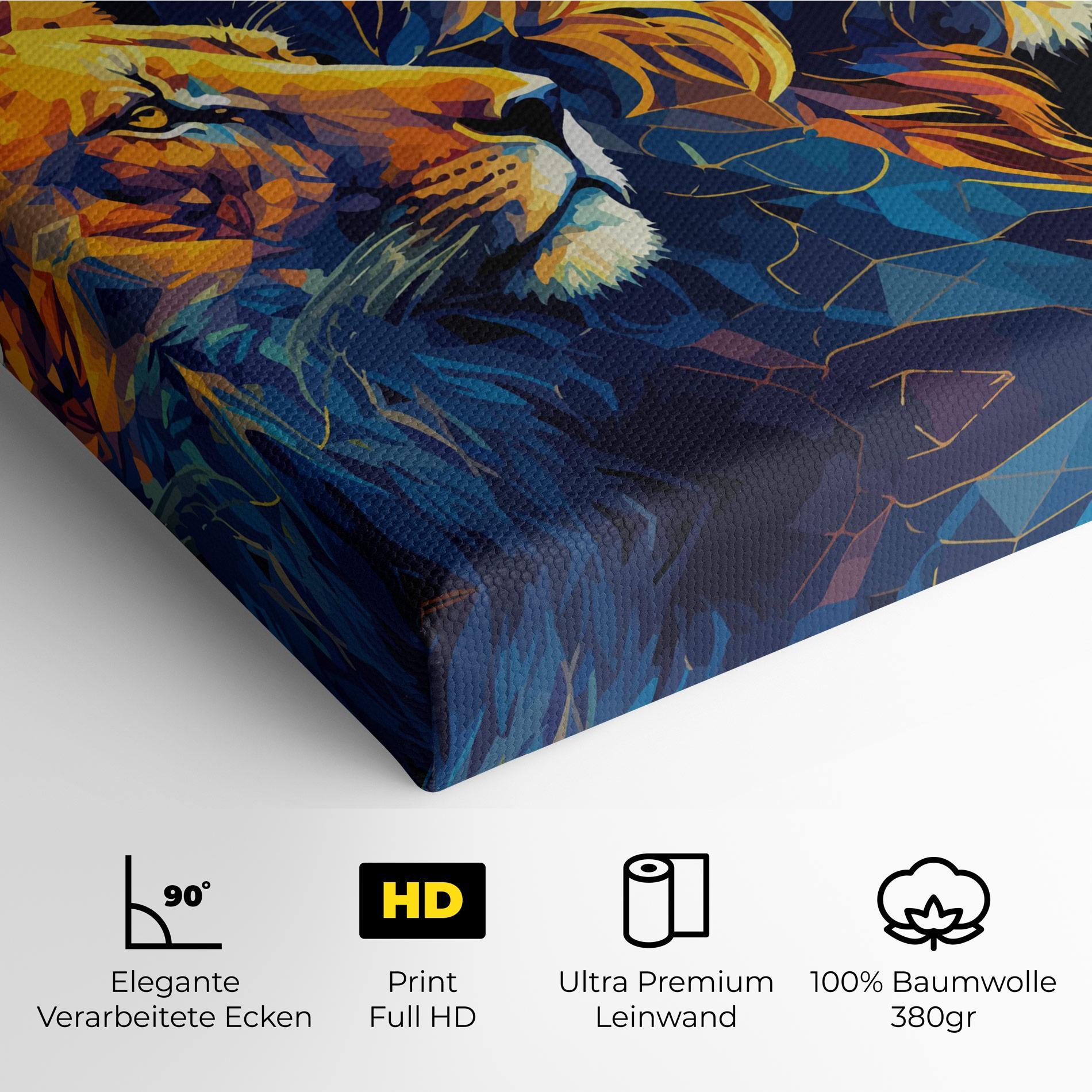 Leinwandbild Orange Blue Lion mockup 4