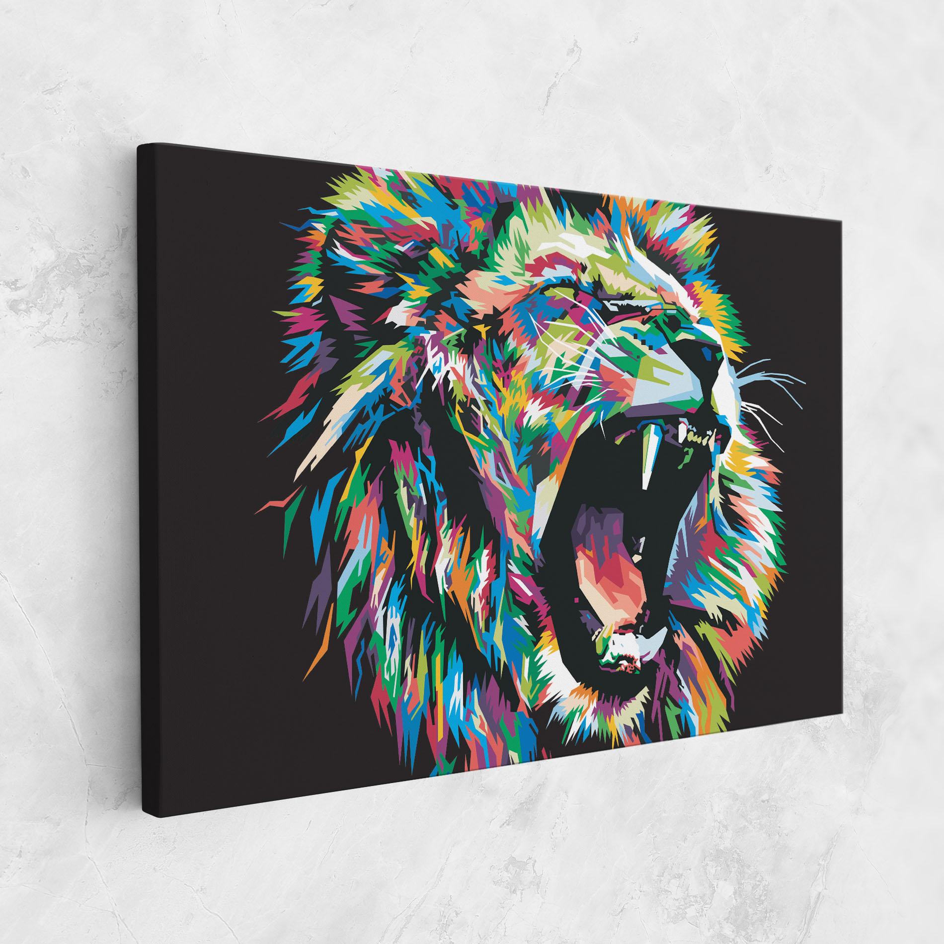 Leinwandbild Green Blue Lion mockup 1