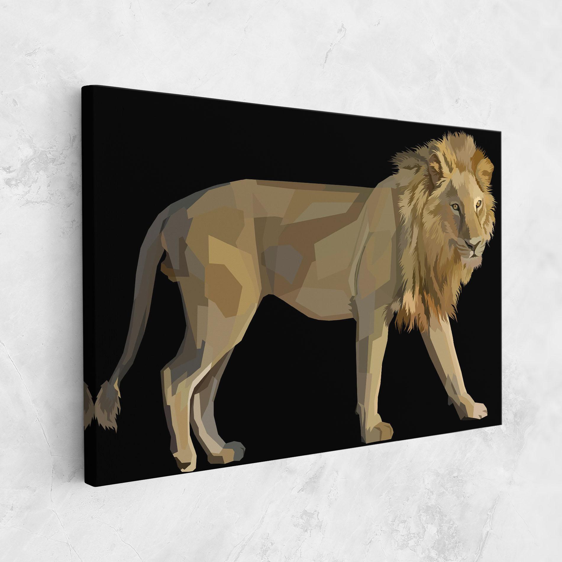 Leinwandbild Lion Art On Black mockup 1