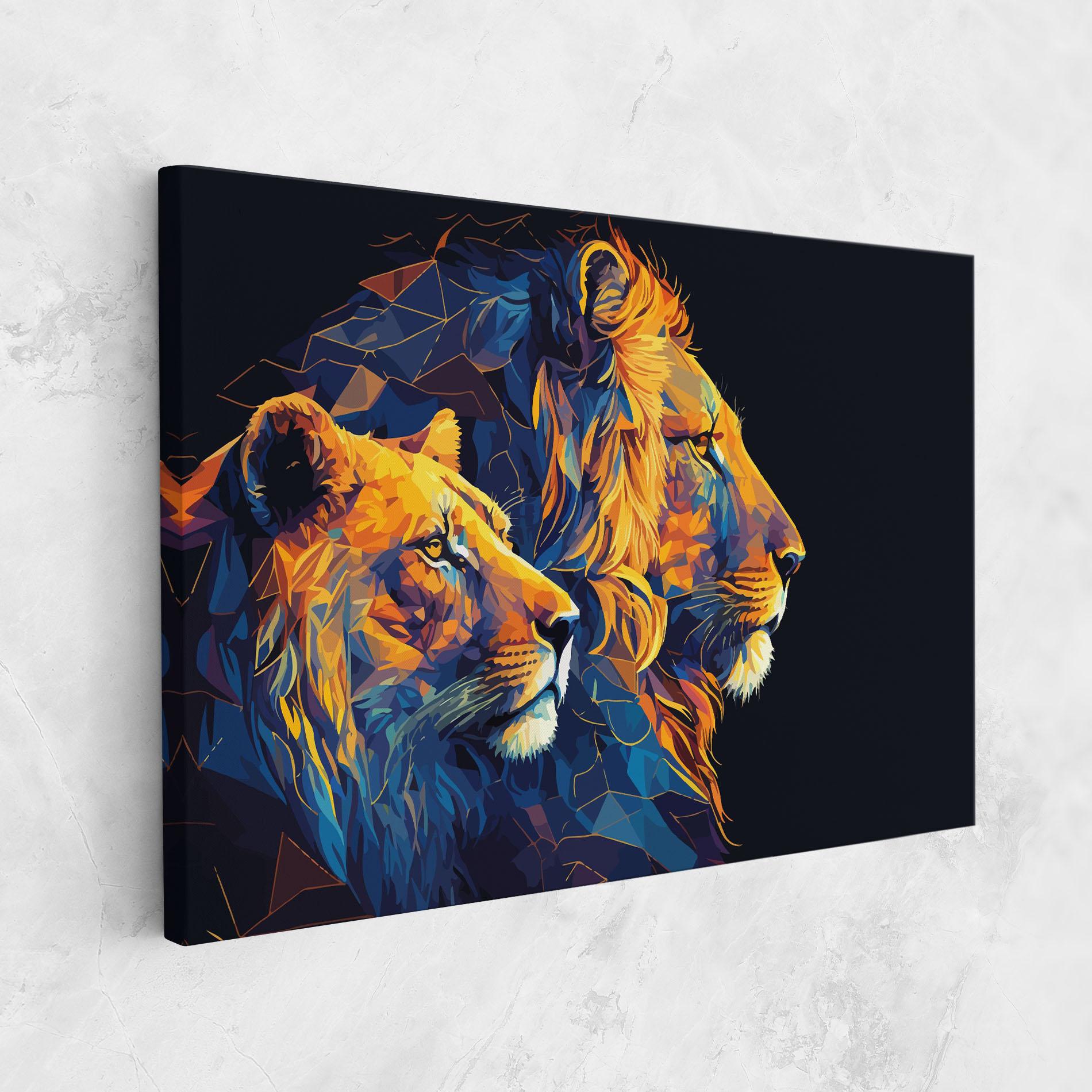 Leinwandbild Orange Blue Lion mockup 1