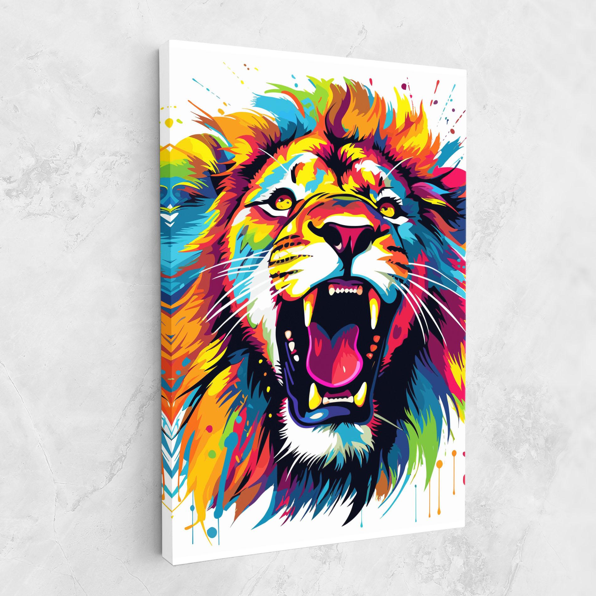 Leinwandbild Angry Lion Mix mockup 1