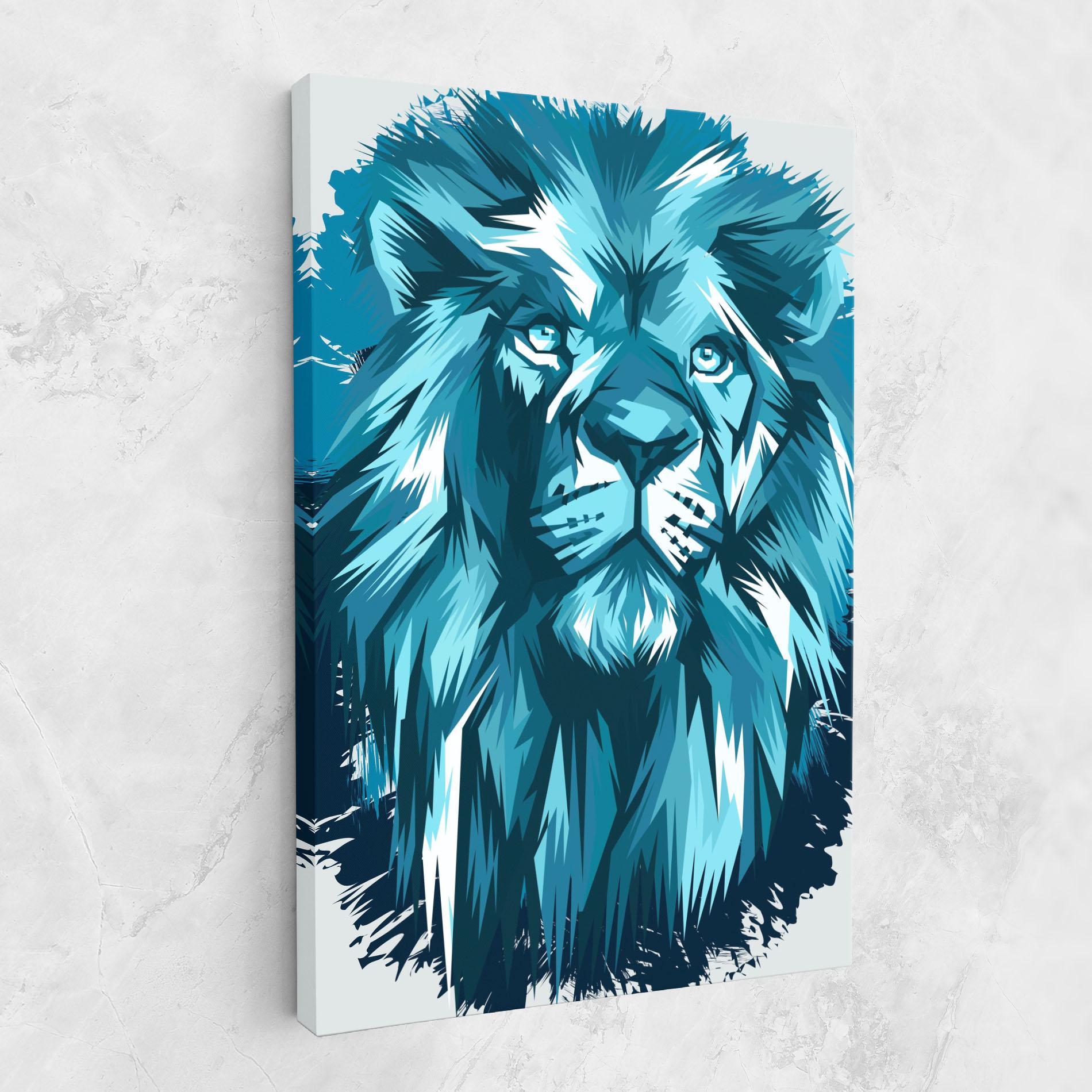 Leinwandbild Blue Lion Head mockup 1