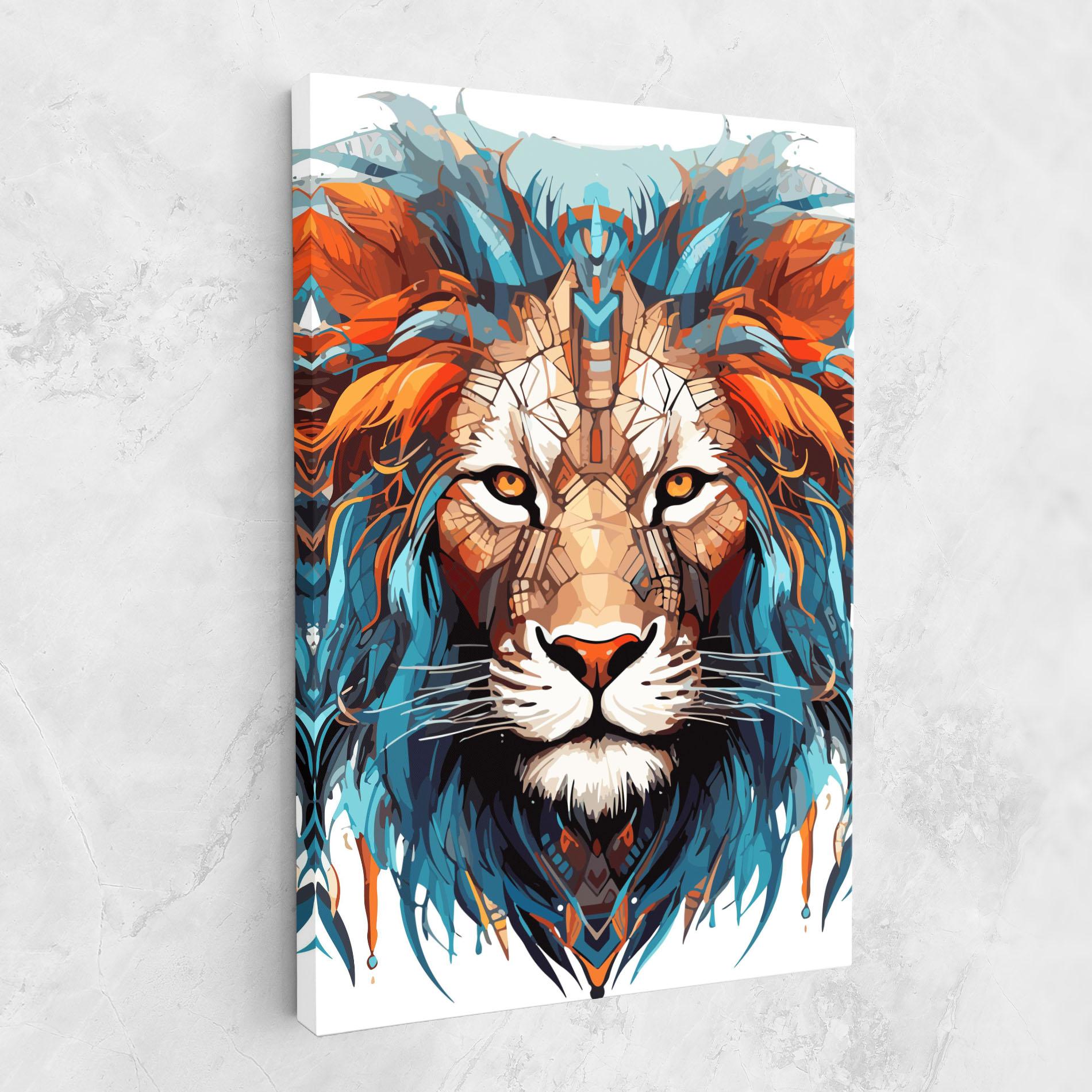 Leinwandbild Blue Orange Lion mockup 1