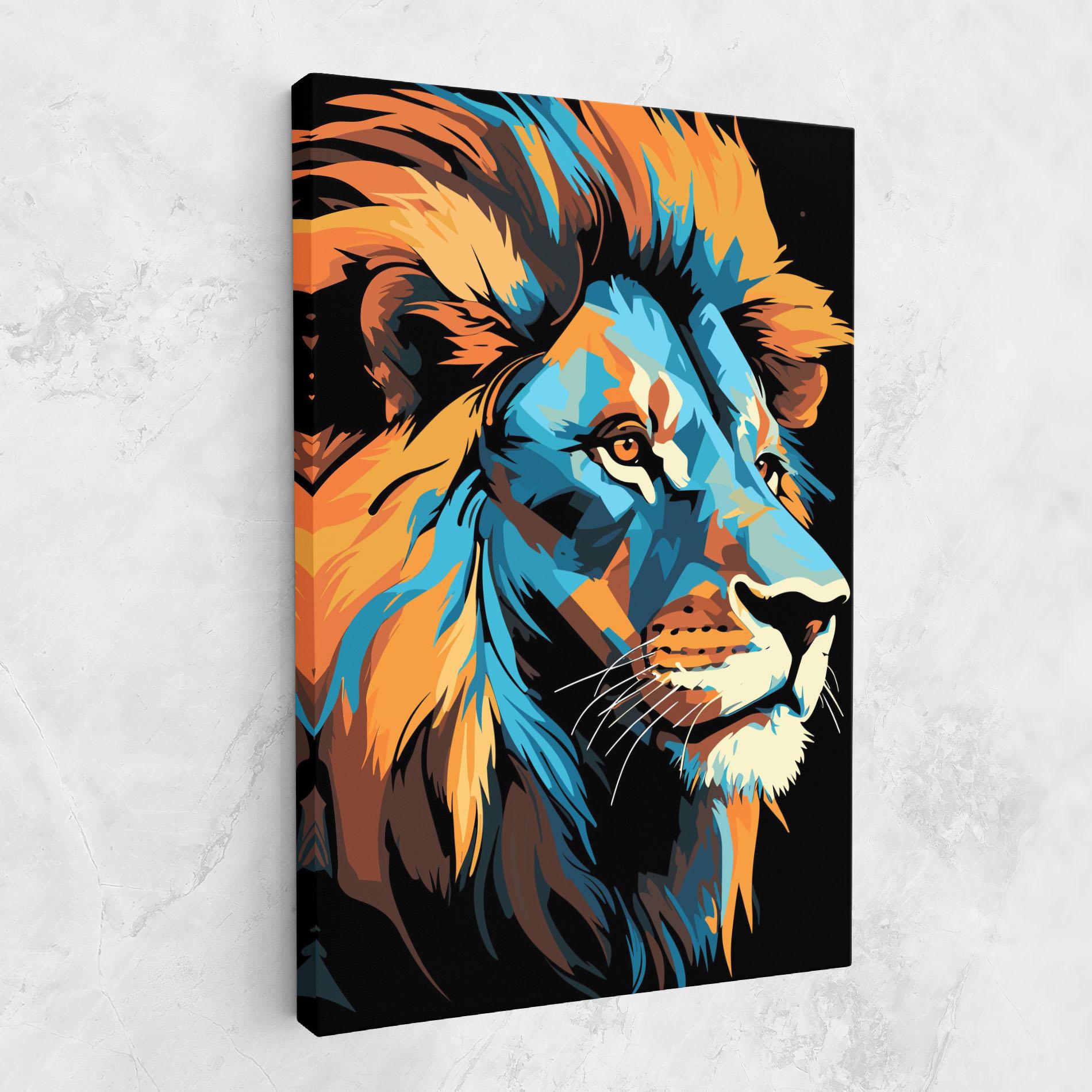 Leinwandbild Blue Yellow Lion mockup 1