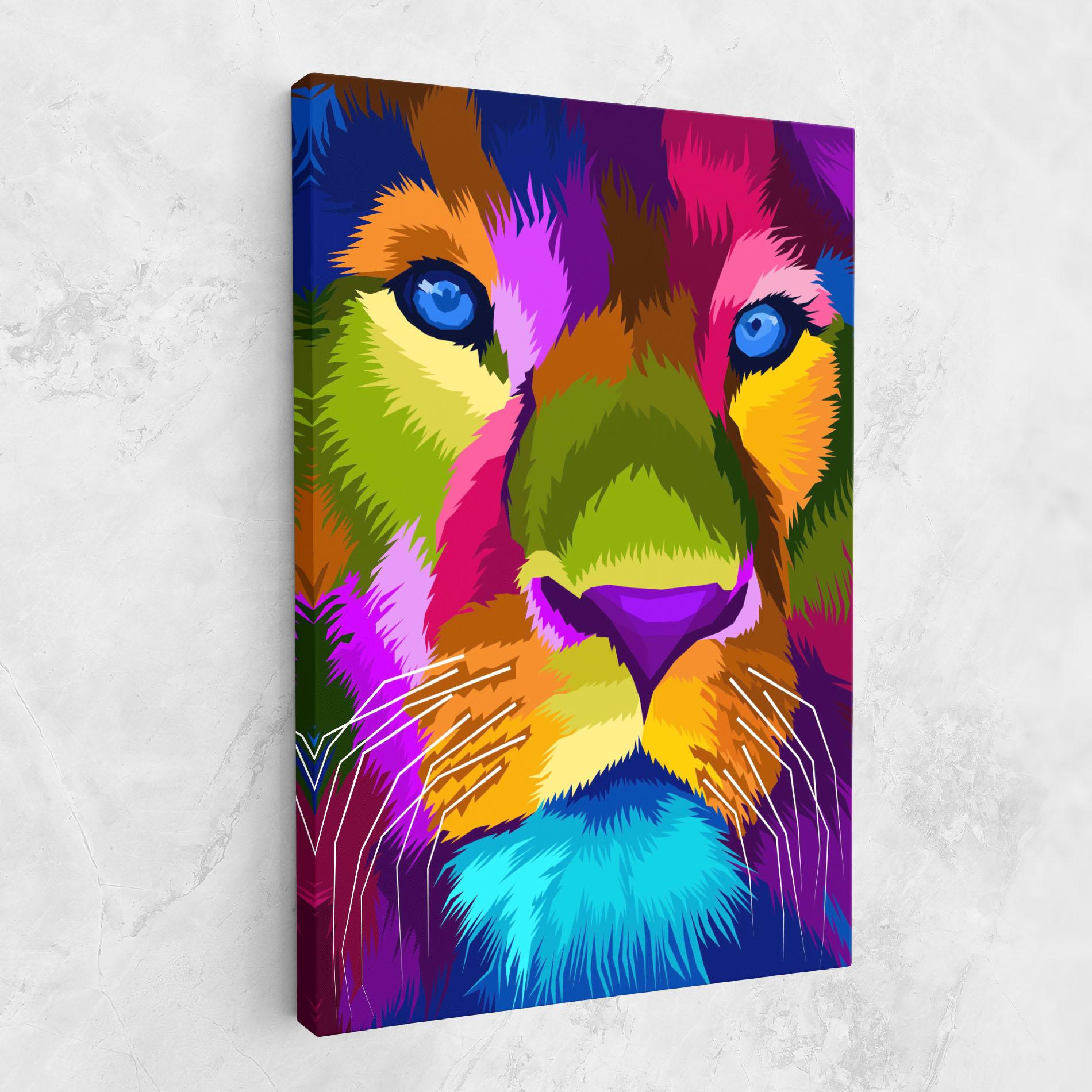 Leinwandbild Color Lion Close Up mockup 1
